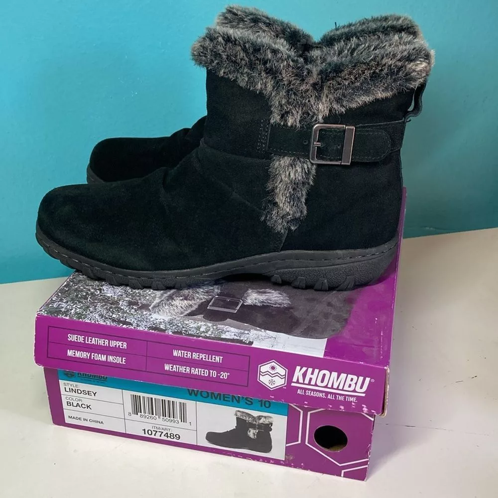 Other Boots Other Khombu Lindsay Black Leather Ankle Boots Size 10