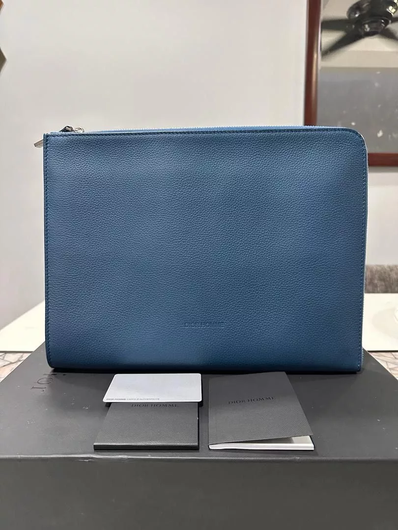 Dior Bags Luggage Authentic Dior Homme Clutch Document Blue