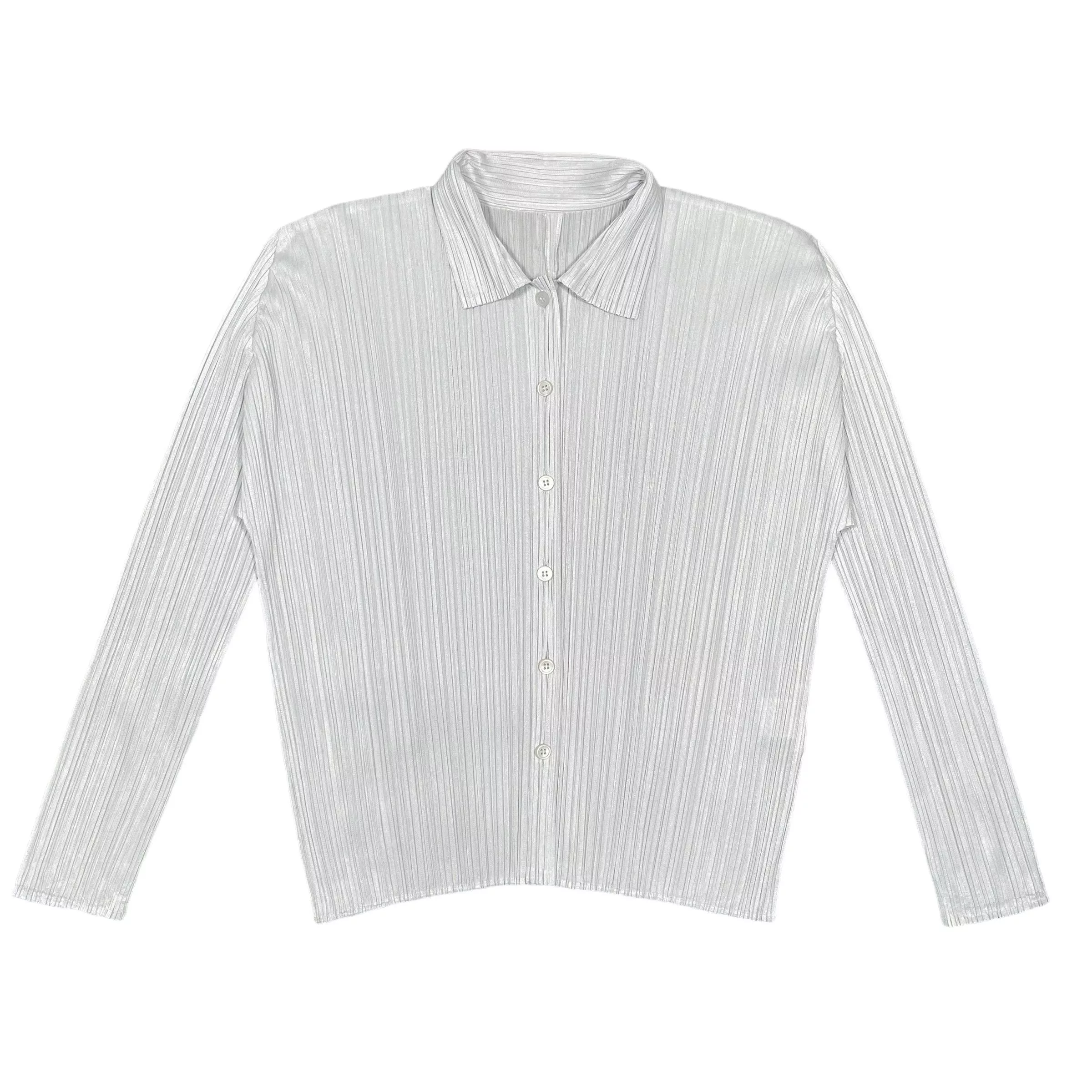 Issey Miyake Button Ups Issey Miyake × Pleats Please Issey Miyake Pleats Please Issey Miyake 2000 Collared Button Down Shirt Blue Vintage