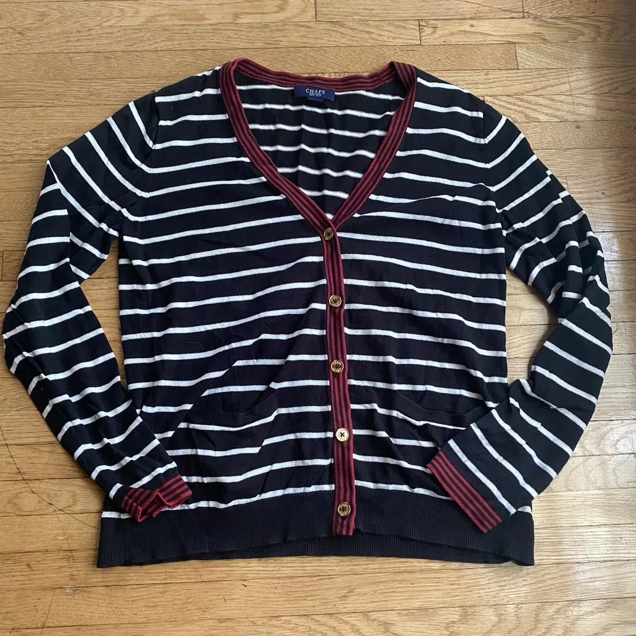 Chaps Button Ups Chaps button up stripped sweater Black
