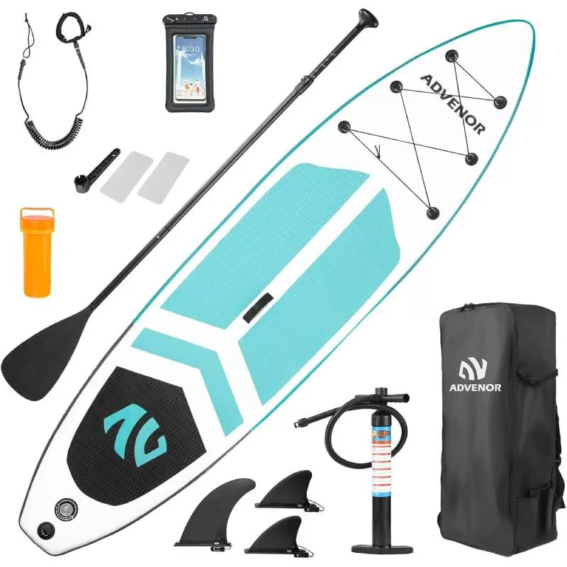 ADVENOR Extra Wide Inflatable Stand Up Paddle Board with Hand Pump Leash
