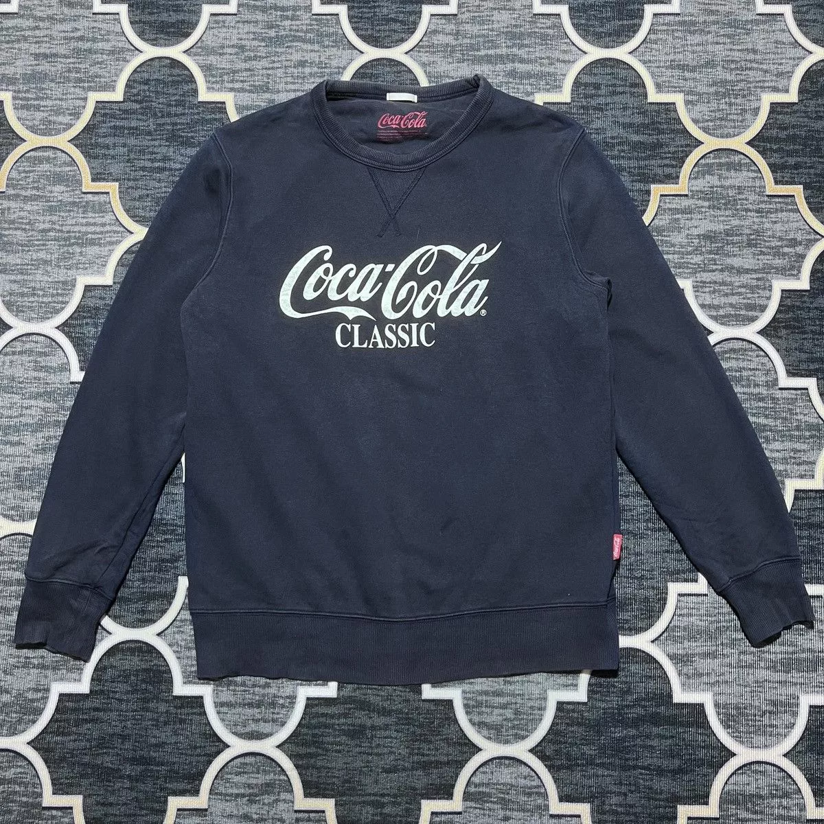 Coca Cola Sweatshirts Hoodies Coca Cola × GU × Japanese Brand Coca~Cola Classic Logo Sweatshirt Blue