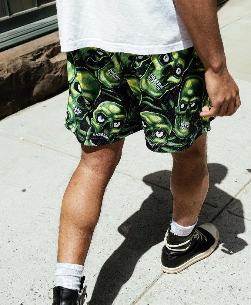 Bravest Studios Shorts Bravest Studios *RARE* SKULL SHORTS SHORTS *LIQUID BLUE INSPO* (M) Black Vintage