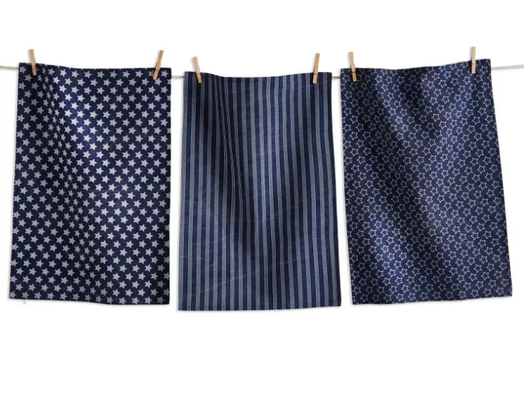 Stars & Stripes Dishtowel S/3 Blue