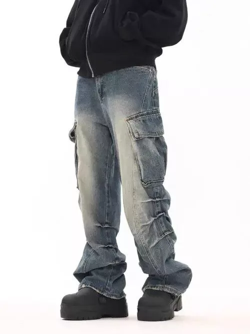 Japanese Brand Denim Japanese Brand × Jean Vintage washed distressed side pocket rare jeans Blue Streetwear