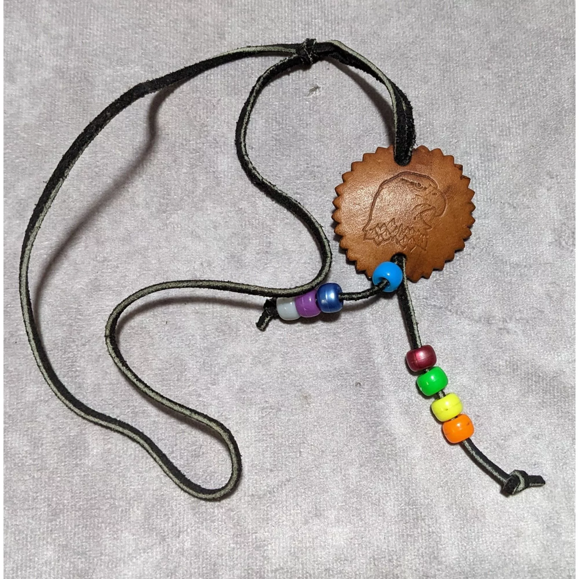 Other Necklaces Other Handmade Leather Eagle Medallion Necklace Multi