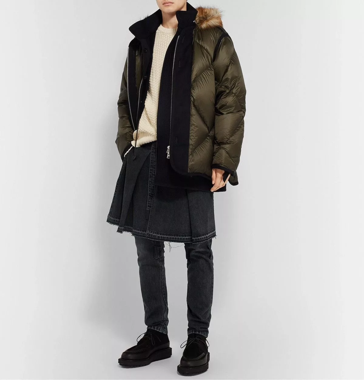Sacai Denim Sacai Distressed Stonewashed Denim Jeans Black