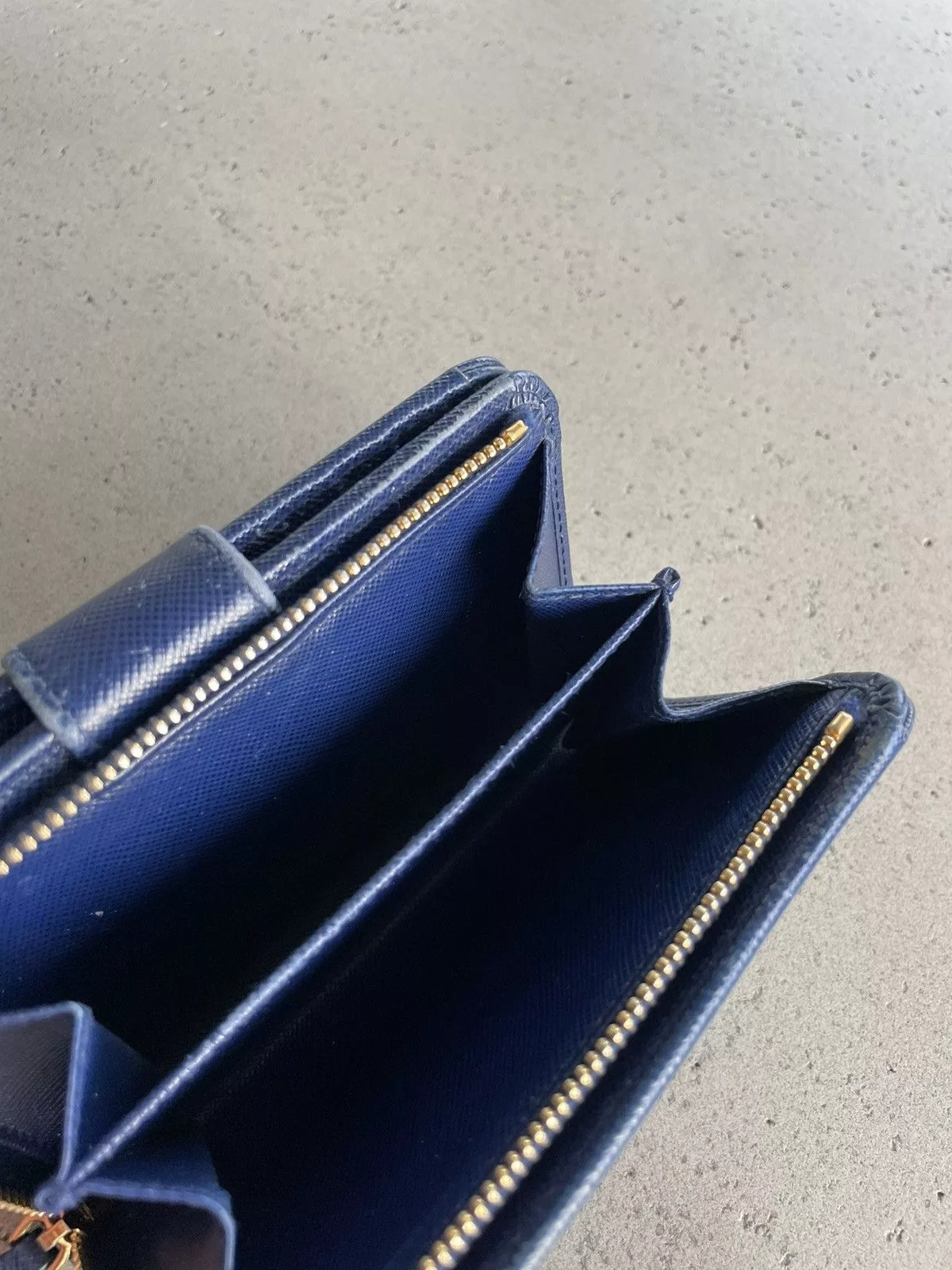 Prada Wallets Prada Saffiano Leather Bifold Wallet Blue