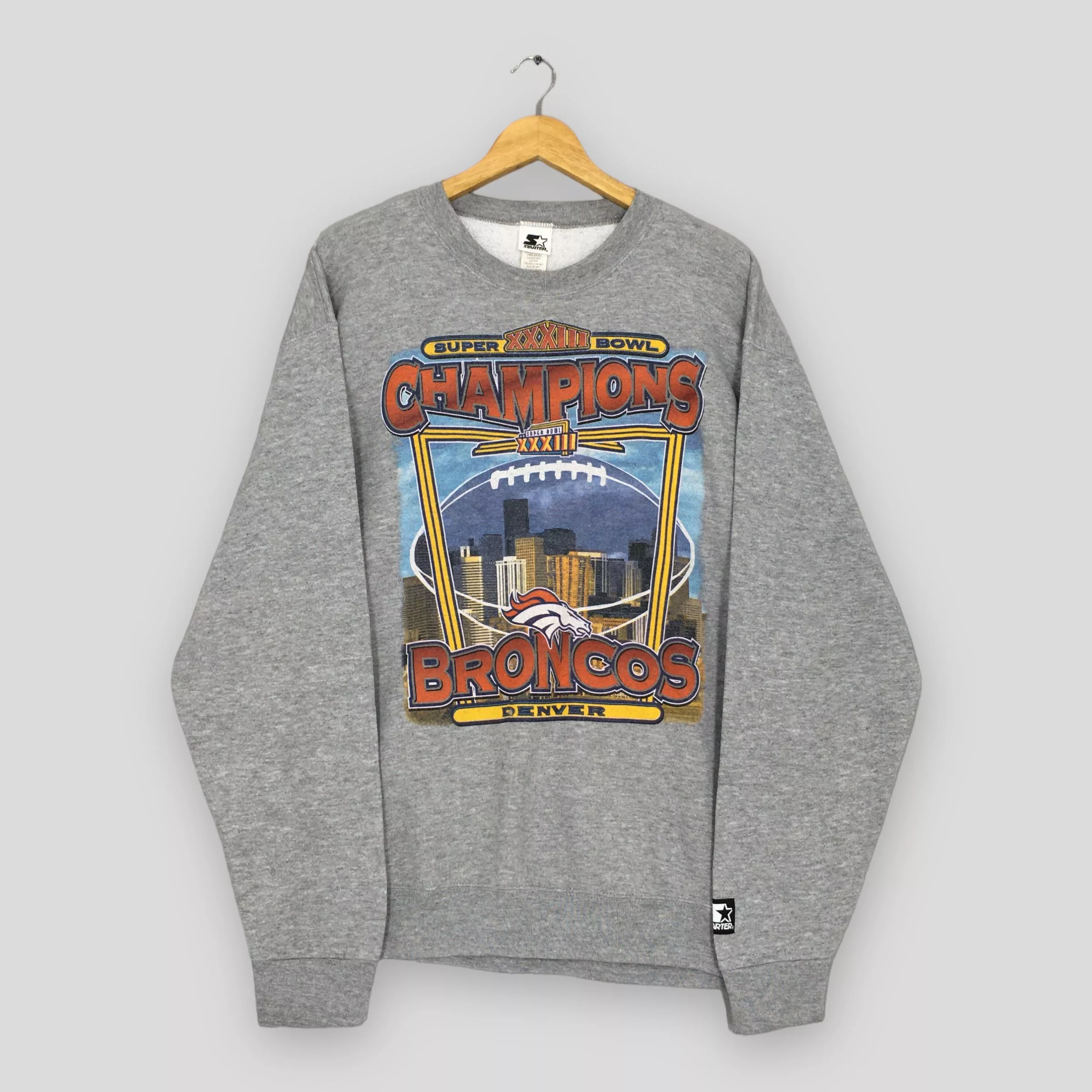 NFL Sweatshirts Hoodies NFL × Starter × Vintage Vintage 90s Denver Broncos NFL Sweatshirt Large Gray