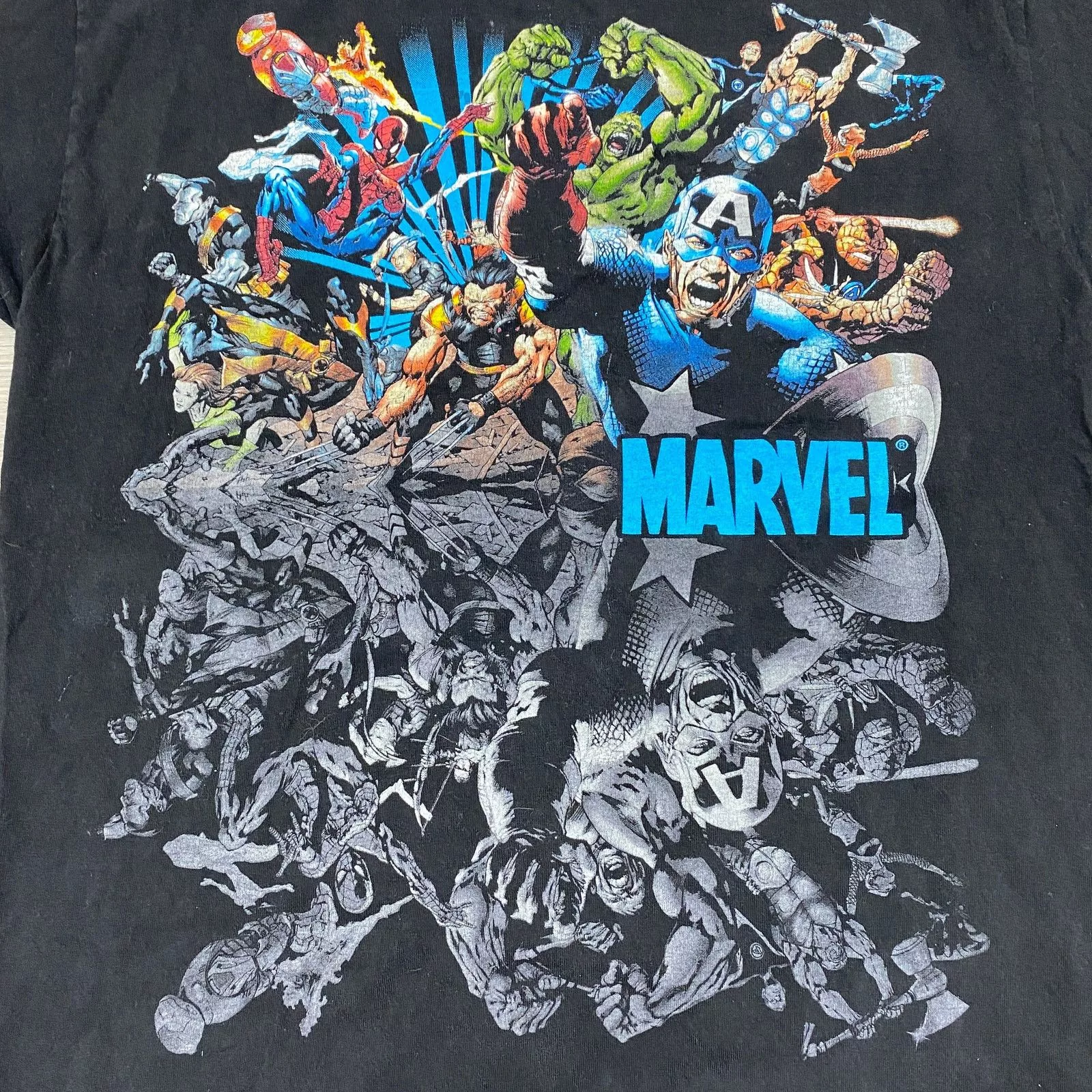 Mad Engine Short Sleeve T Shirts Mad Engine × Marvel Comics × Vintage Vintage Y2K Marvel Comics Mad Engine T Shirt Men's L Black