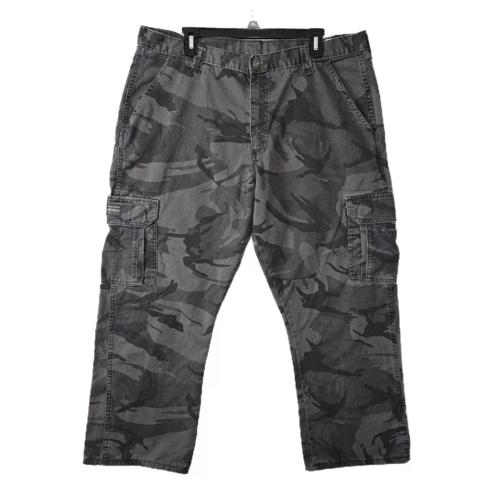 Wrangler Casual Pants Wrangler Originals Cargo Pants Mens 38x26 Camouflage Hemmed Gray