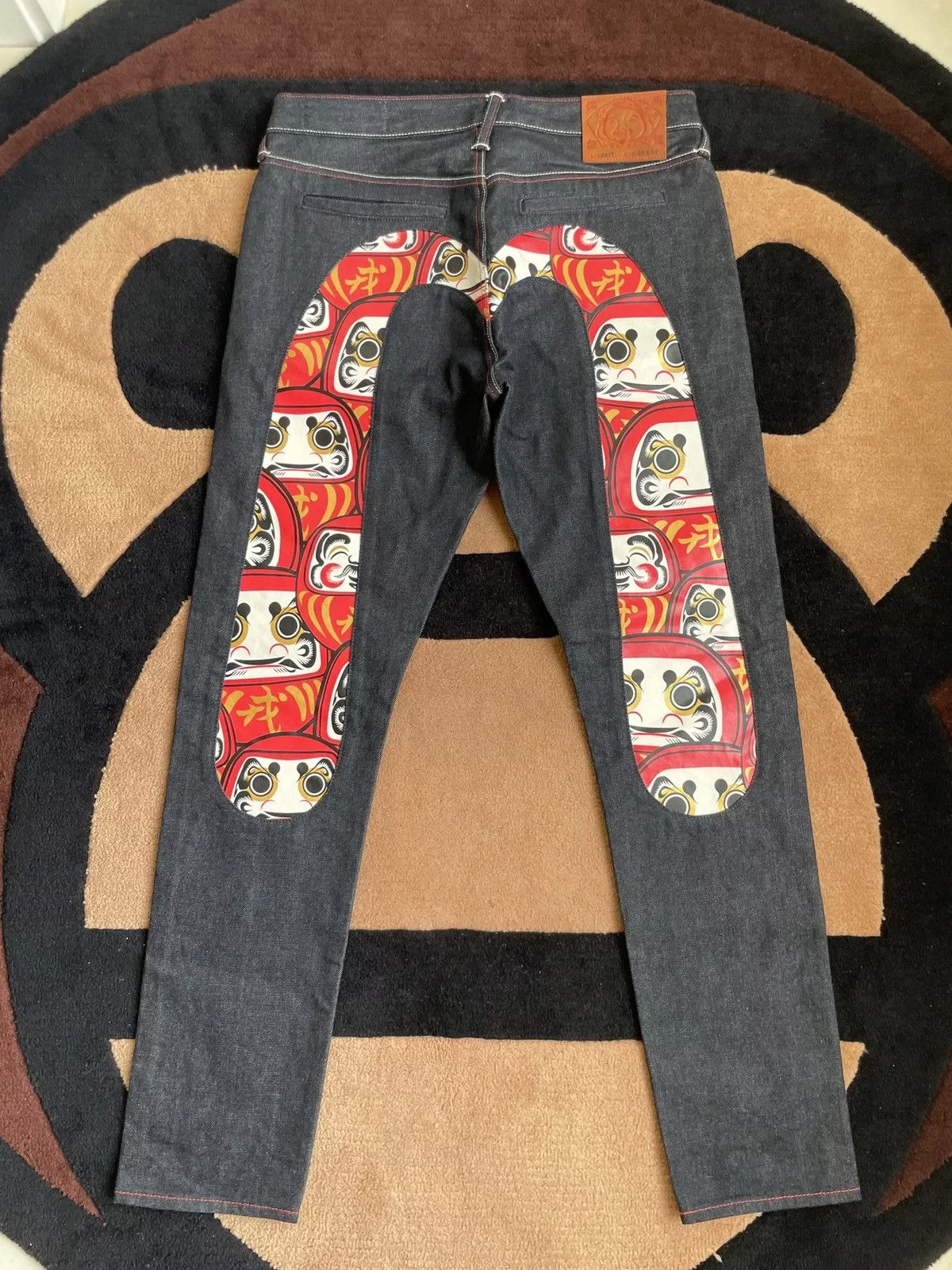 Evisu Denim Evisu × Japanese Brand EVISU Bodhidharma daicock style jeans！size：32x34 Blue Streetwear