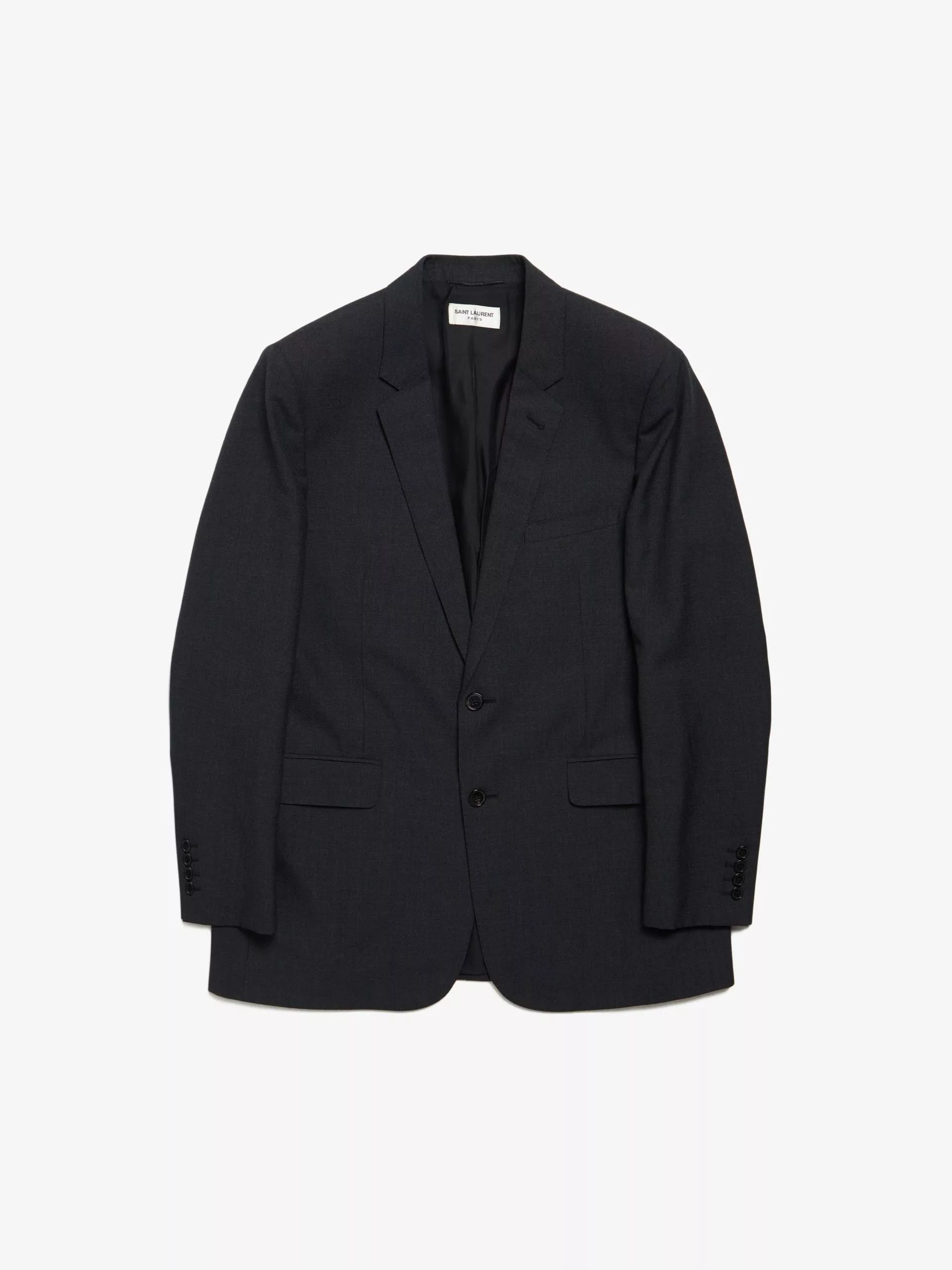 Saint Laurent Paris Light Jackets Saint Laurent Paris Dark Gray Black Button Classic Woolen Blazer