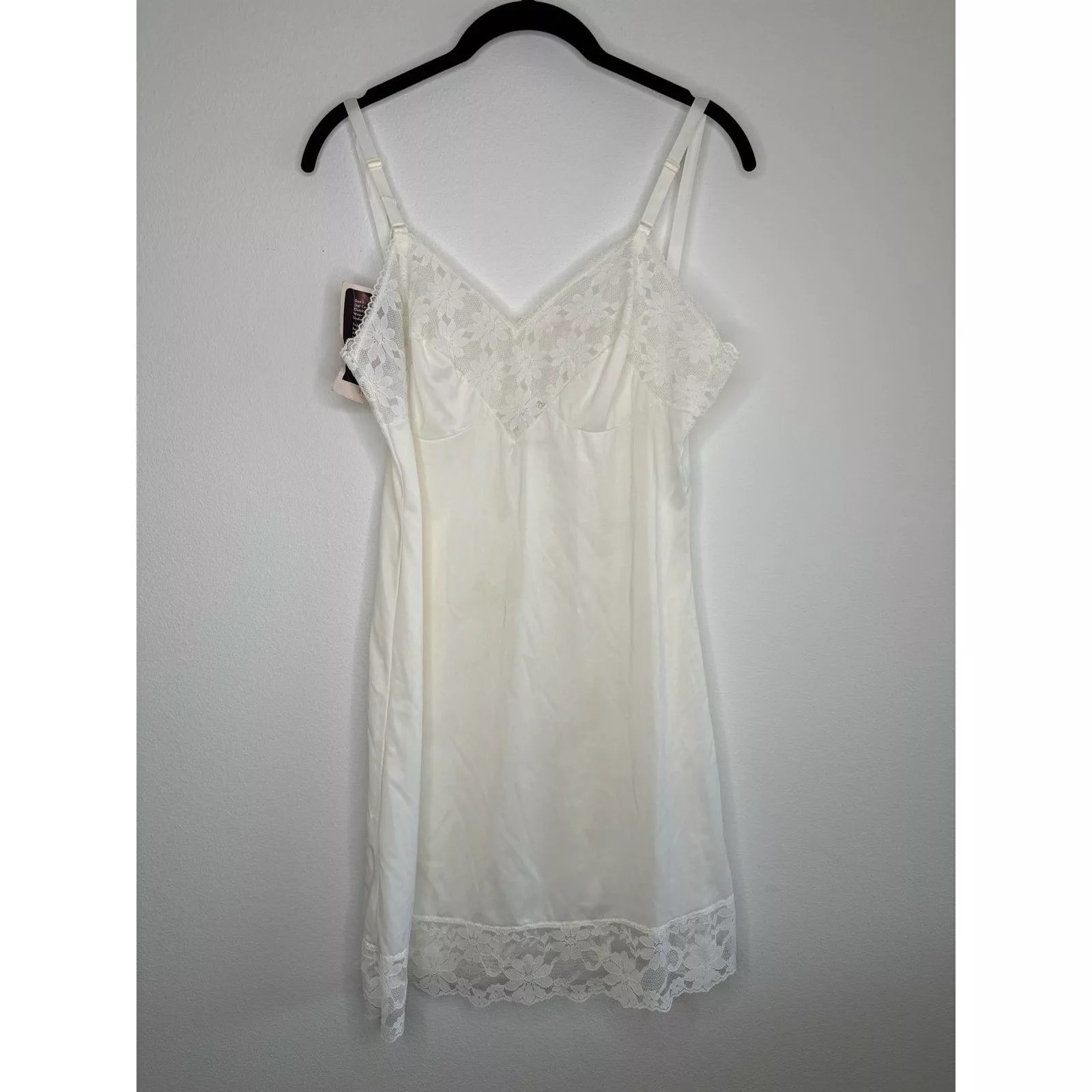 Vintage Socks Intimates Opallaire Vintage Slip Dress with Lace Details White
