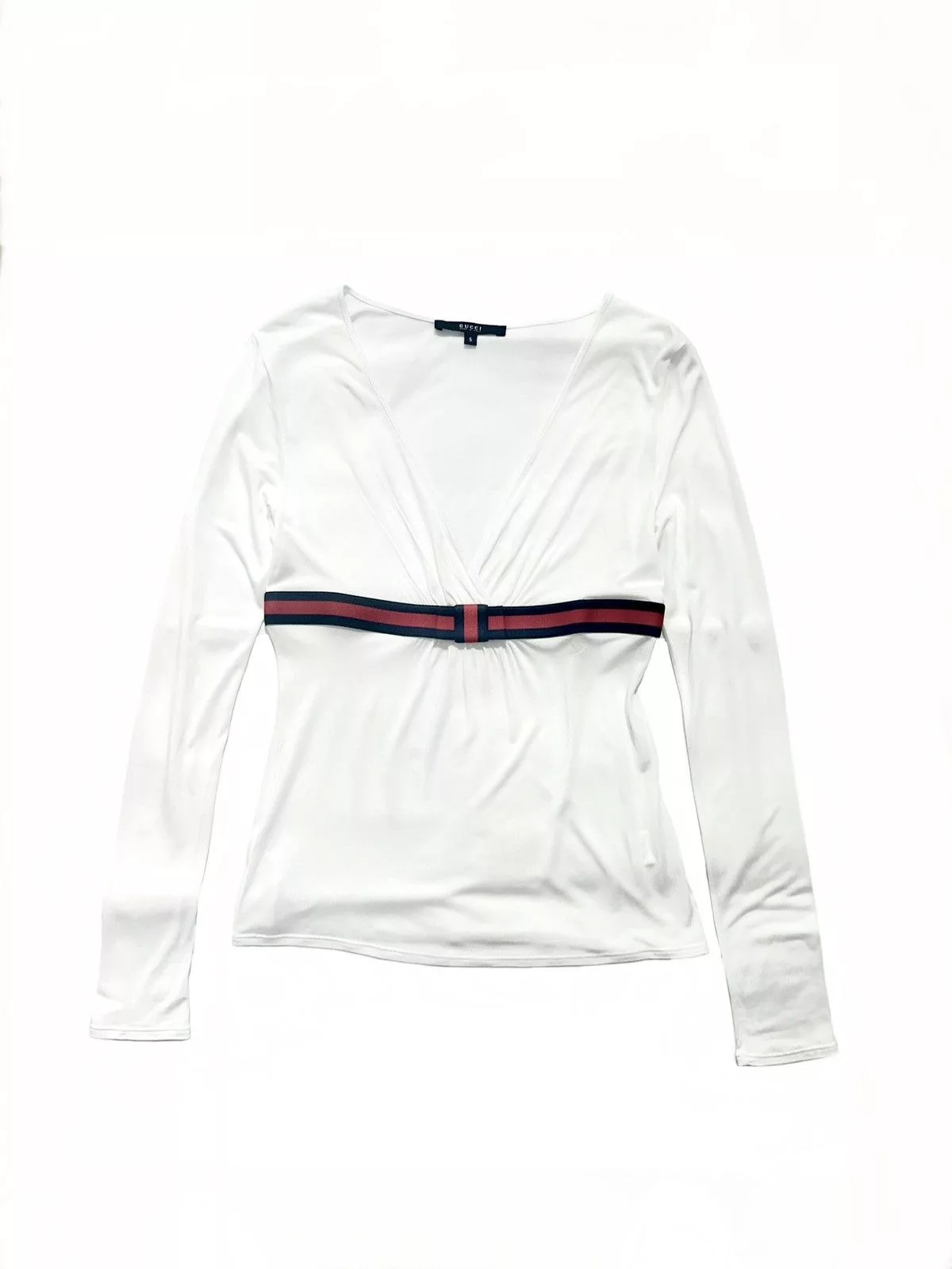Gucci Blouses GUCCI MODAL BLOUSE WITH WEB BAND AND BOW White