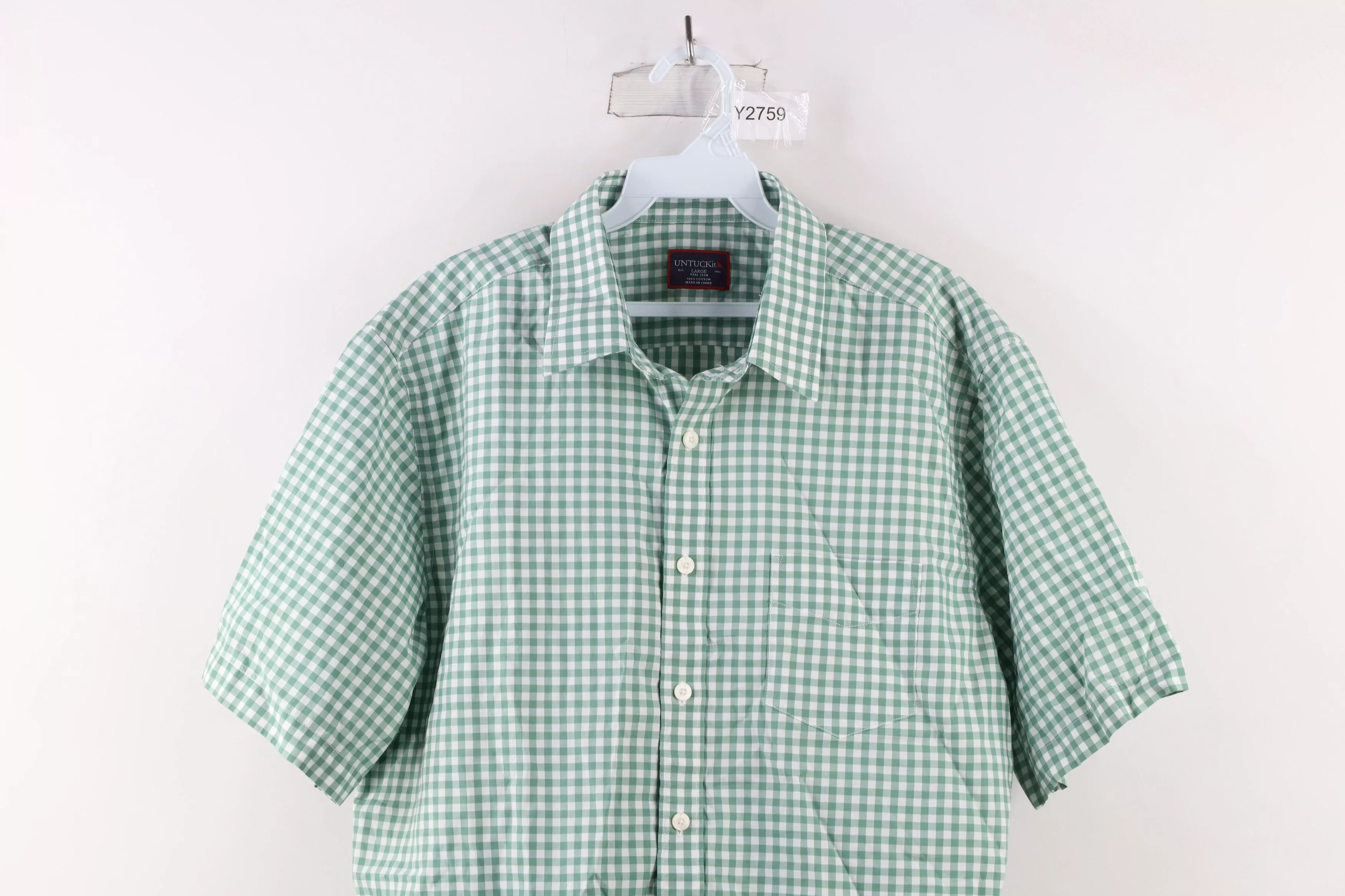 UNTUCKit Shirts Button Ups UNTUCKit × Vintage Untuckit Fit Short Sleeve Collared Button Shirt Green Plaid Multi
