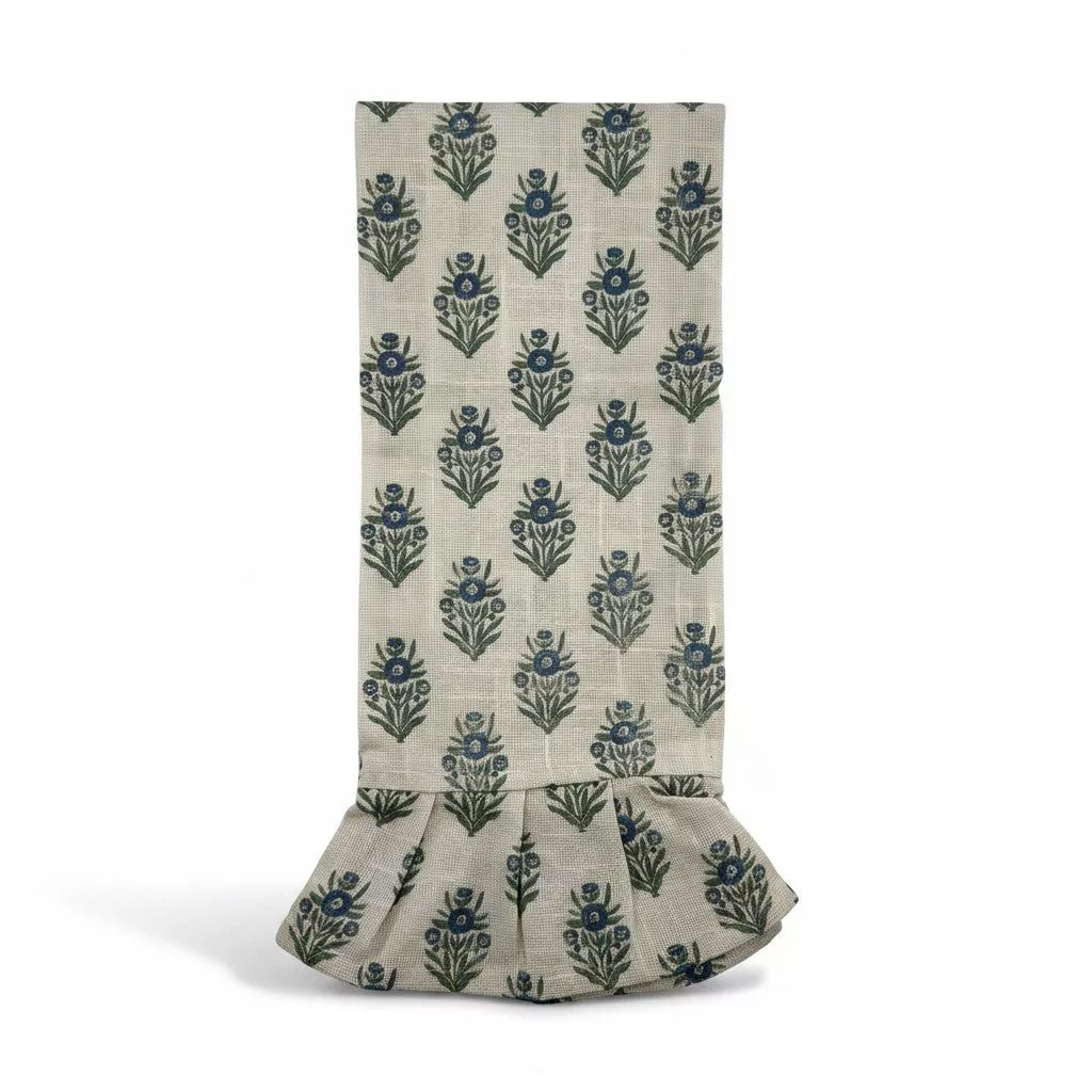 Blue Block Print Silhouette Tea Towel