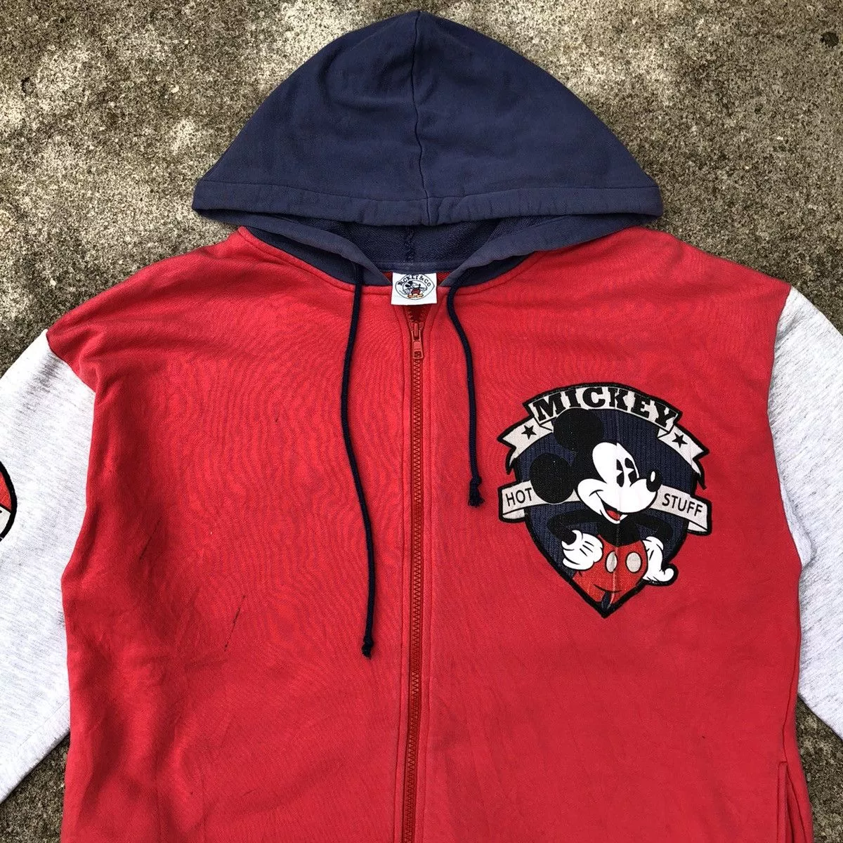 Disney Sweatshirts Hoodies Disney × Mickey Mouse × Vintage Rare Vintage 90s Disney Mickey Mouse Big Print Hodie Red
