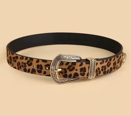 Leather Belts Leopard Color PU Leather Belt Black Streetwear