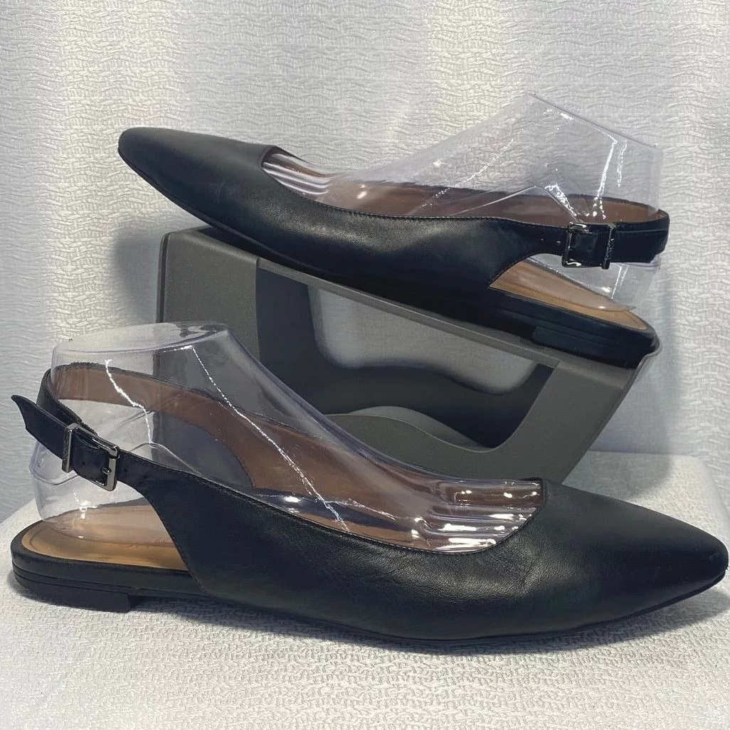 Vionic Flats Vionic Black Jade Npa Womens Leather Slip On Slingback sz 11