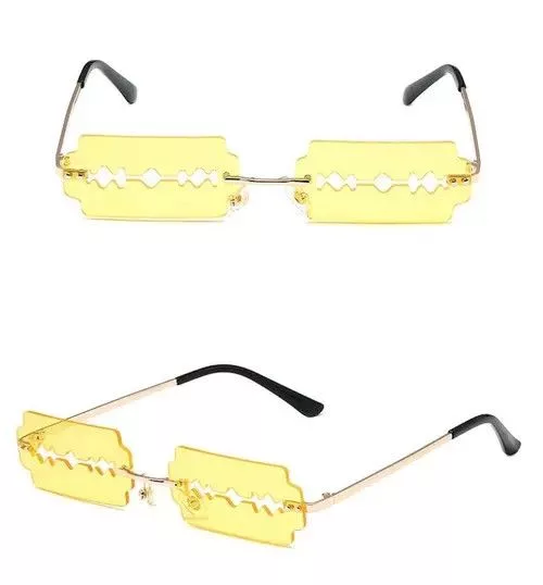 Electric Visual Sunglasses Electric Visual Rimless Razor Blade Rectangle Sunglasses Yellow Vintage