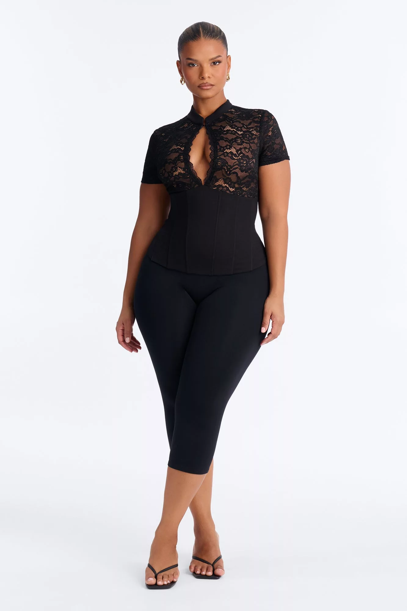 Katherine Lace Corset Top - Black