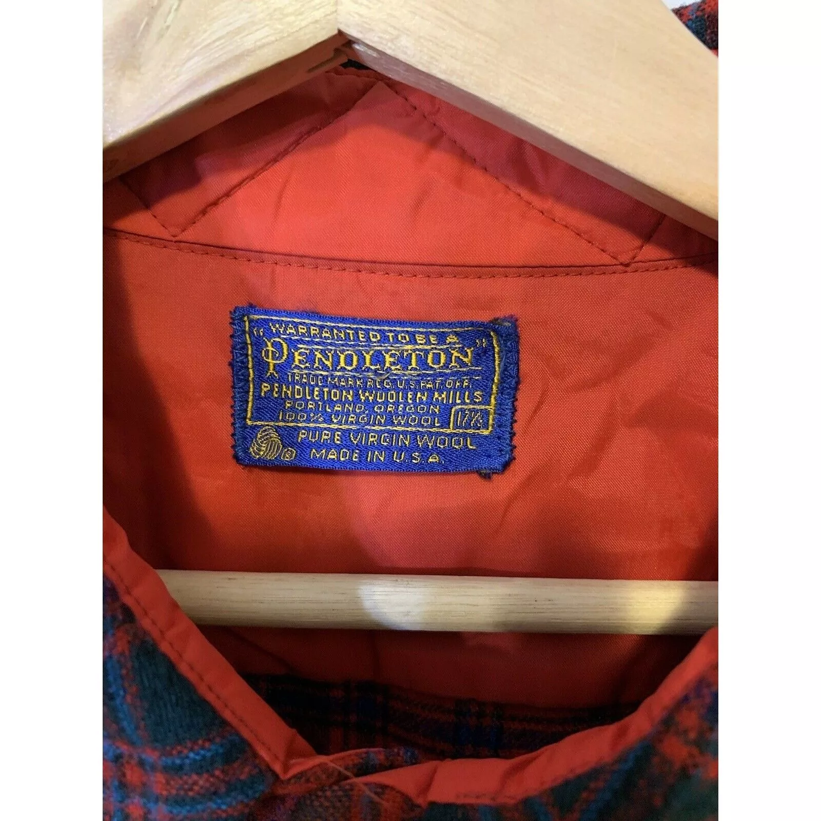 Pendleton Shirts Button Ups Vintage Pendleton Men’s 17 1/2 Red Plaid Virgin Wool Shirt U