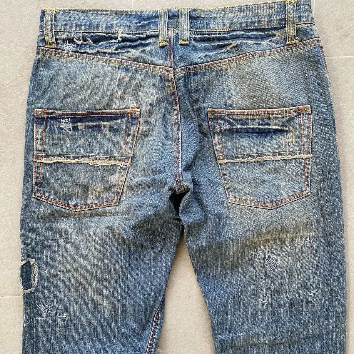 Japanese Brand Denim Japanese Brand Distressed denim straight leg Blue Streetwear