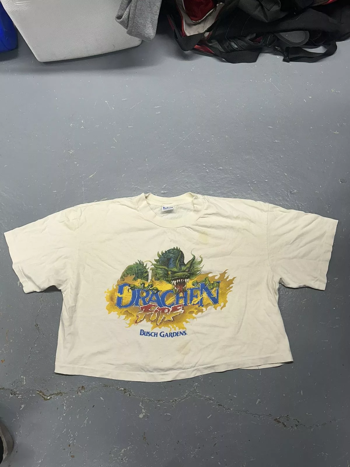 Vintage Crop Tops Crazy Vintage Y2K Essential Busch Gardens Crop Top Shirt White