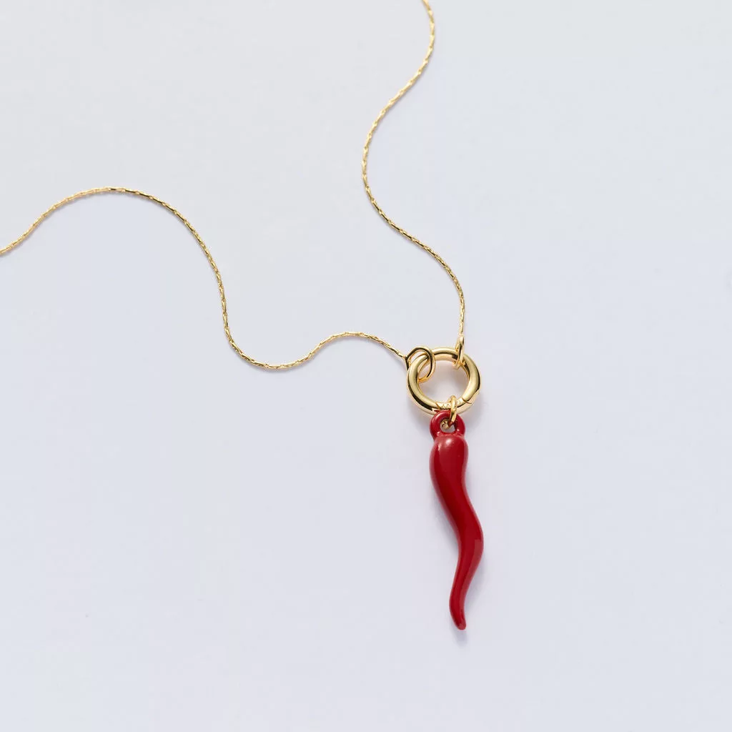 Red Italian Horn Expandable Necklace