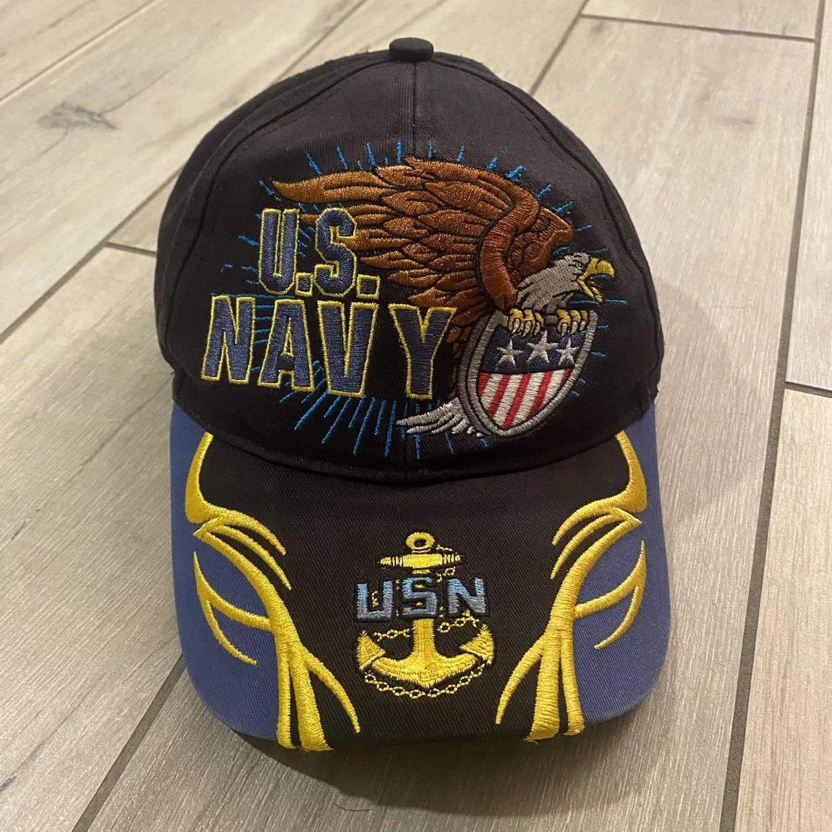 NASCAR Hats NASCAR × Nike Vintage 90s AOP Military Navy Hat Adjustable Size Black
