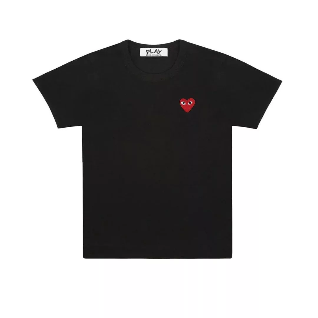 Comme des Garcons Short Sleeve T Shirts Comme des Garcons Comme des Garçons Heart Logo T-Shirt in Black/Red Multi
