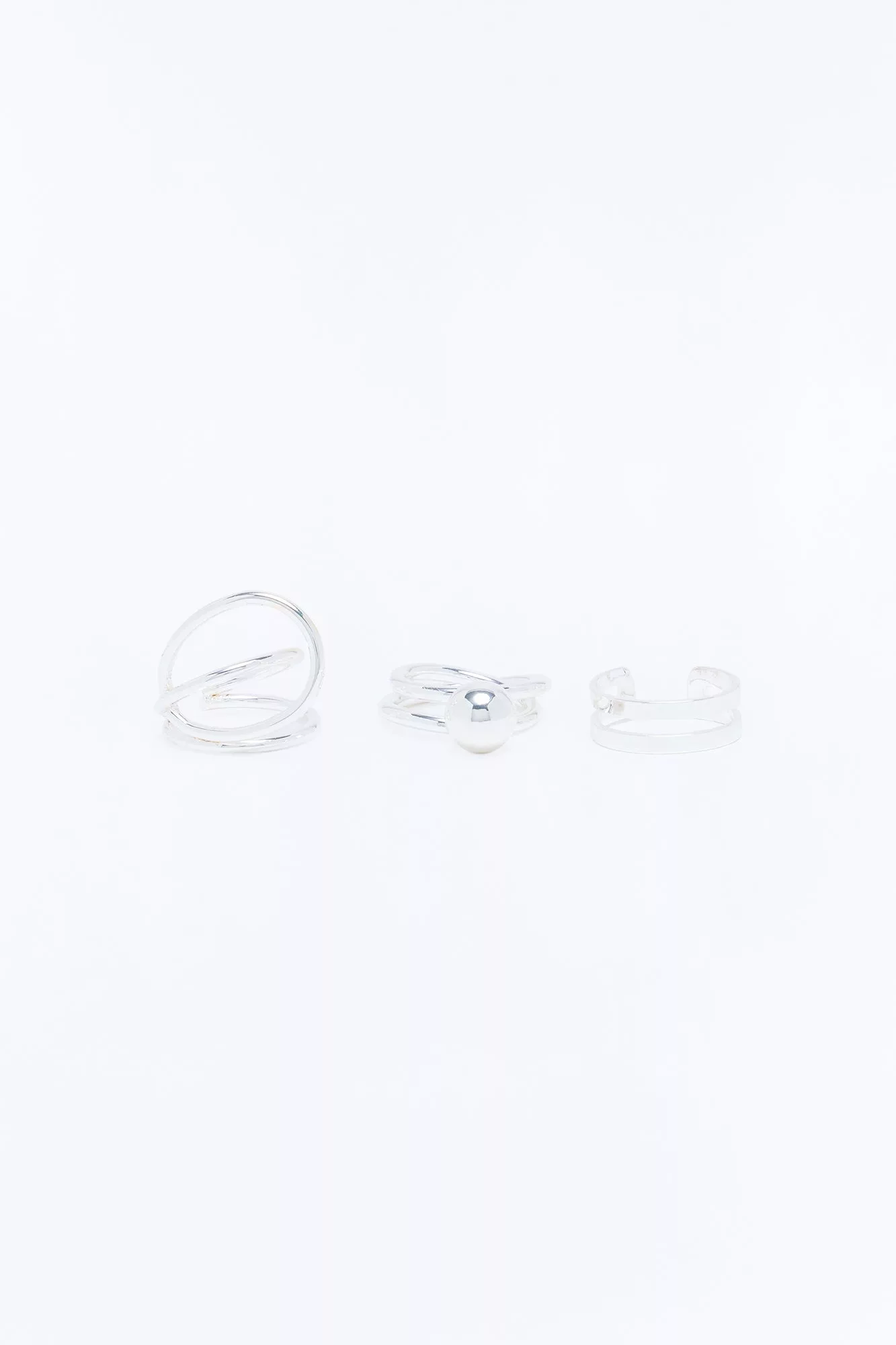 Far From It 3 Piece Ring Set - Silver