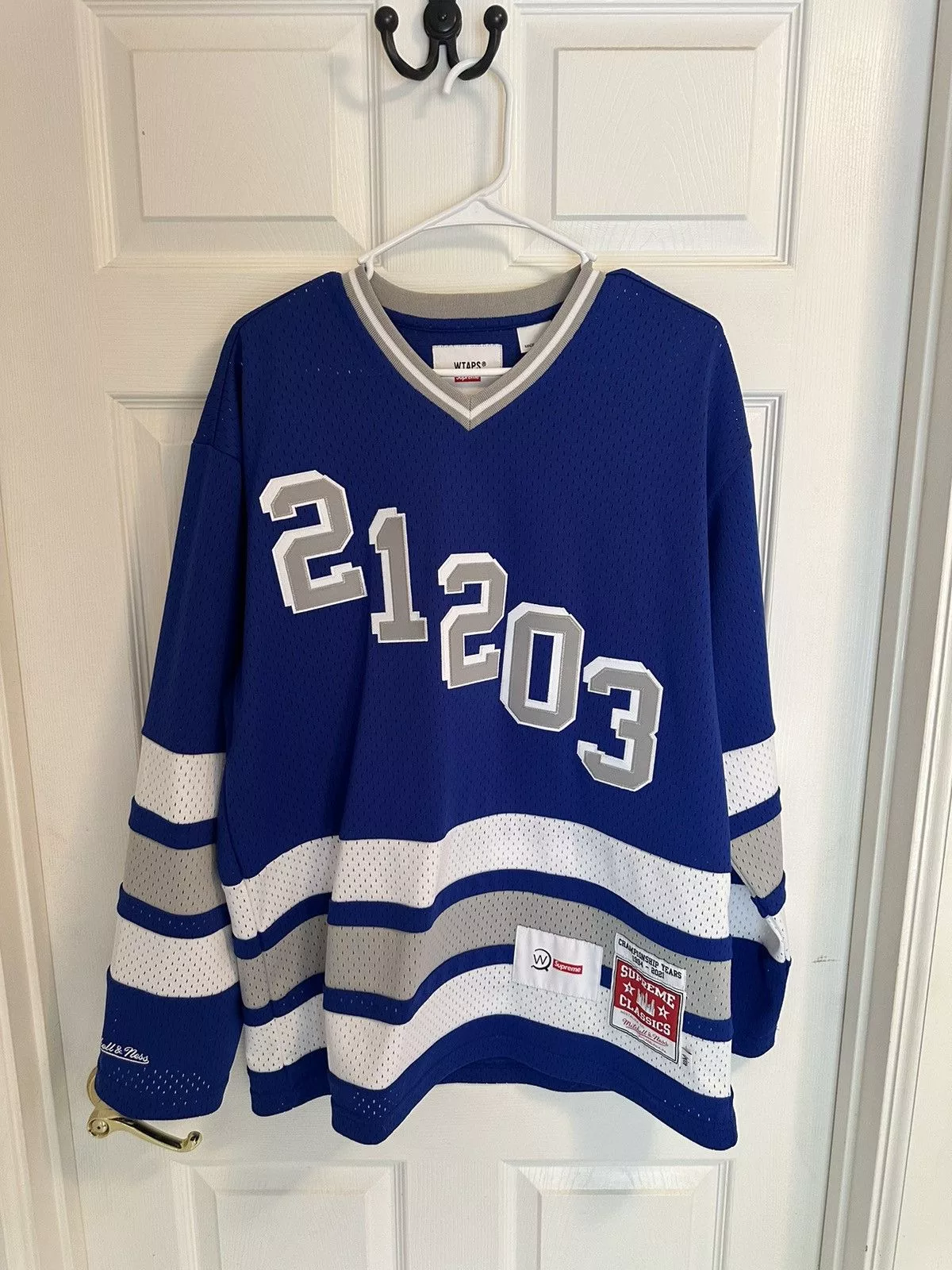Supreme Jerseys Supreme × Wtaps Supreme WTAPS Mitchell & Ness Hockey Jersey Blue