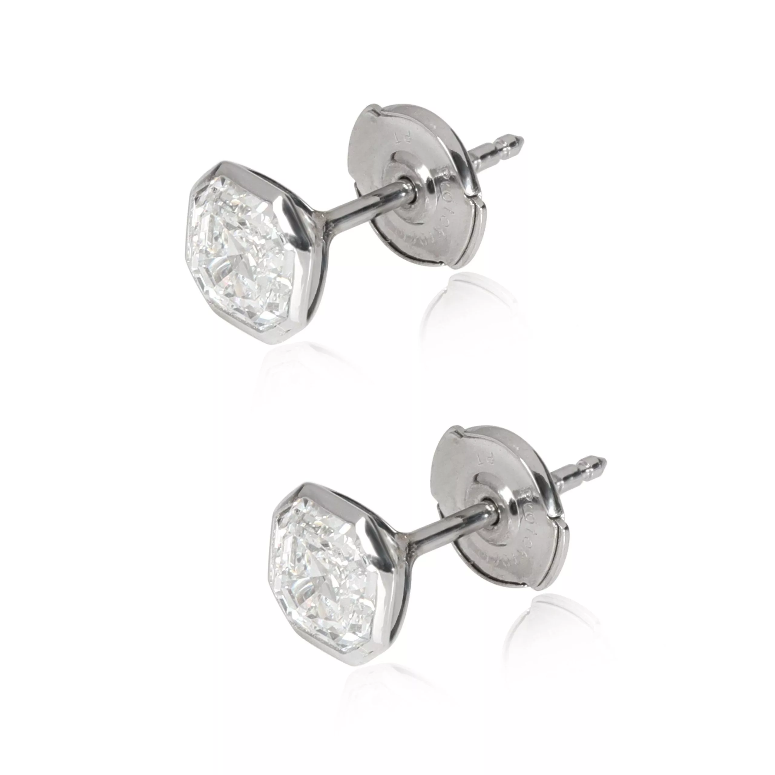Other Rings Other Bezel Set Asscher Diamond Stud Earring in Platinum 1.40 CTW Gold