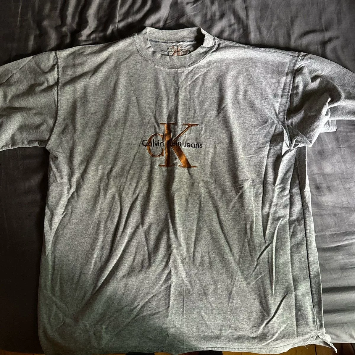 Calvin Klein Short Sleeve T Shirts calvin klein embroidered tee Gray