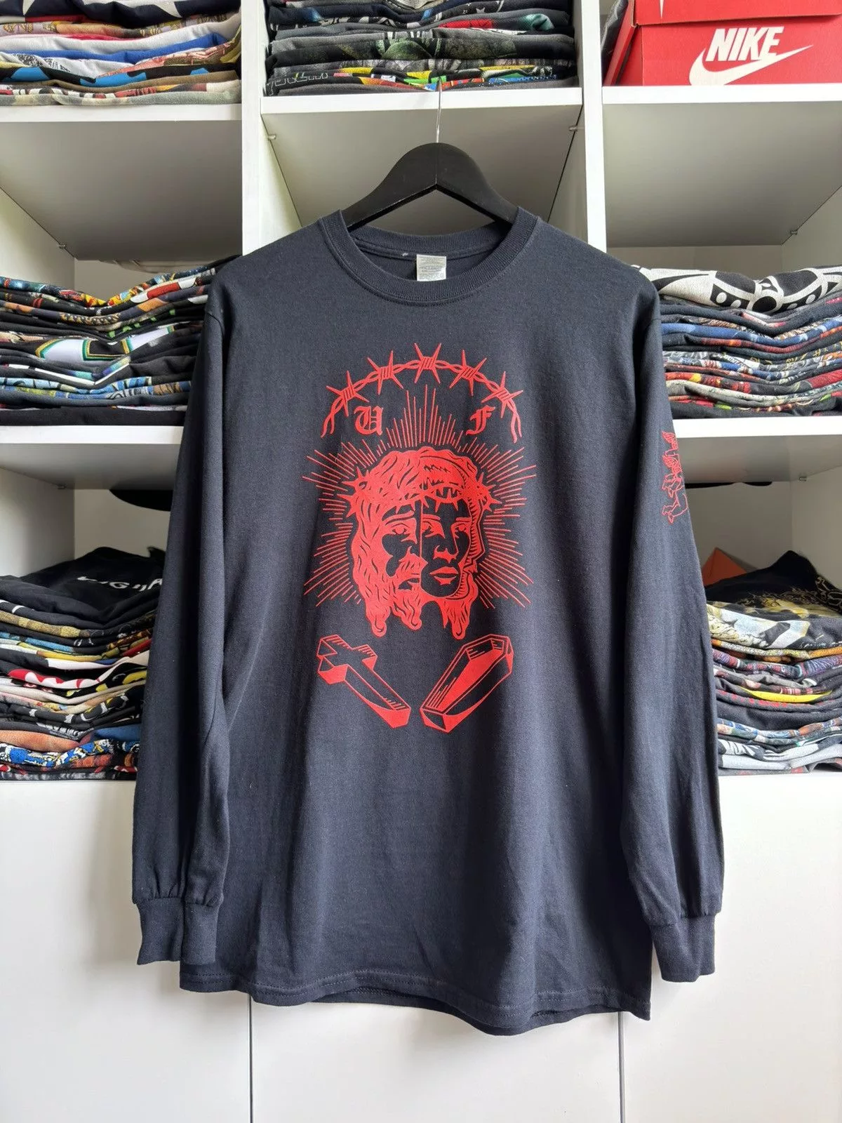 Band Tees Long Sleeve T Shirts Band Tees × Vintage Vintage 00s Fuck Jesus Longsleeve T Shirt Tee Black
