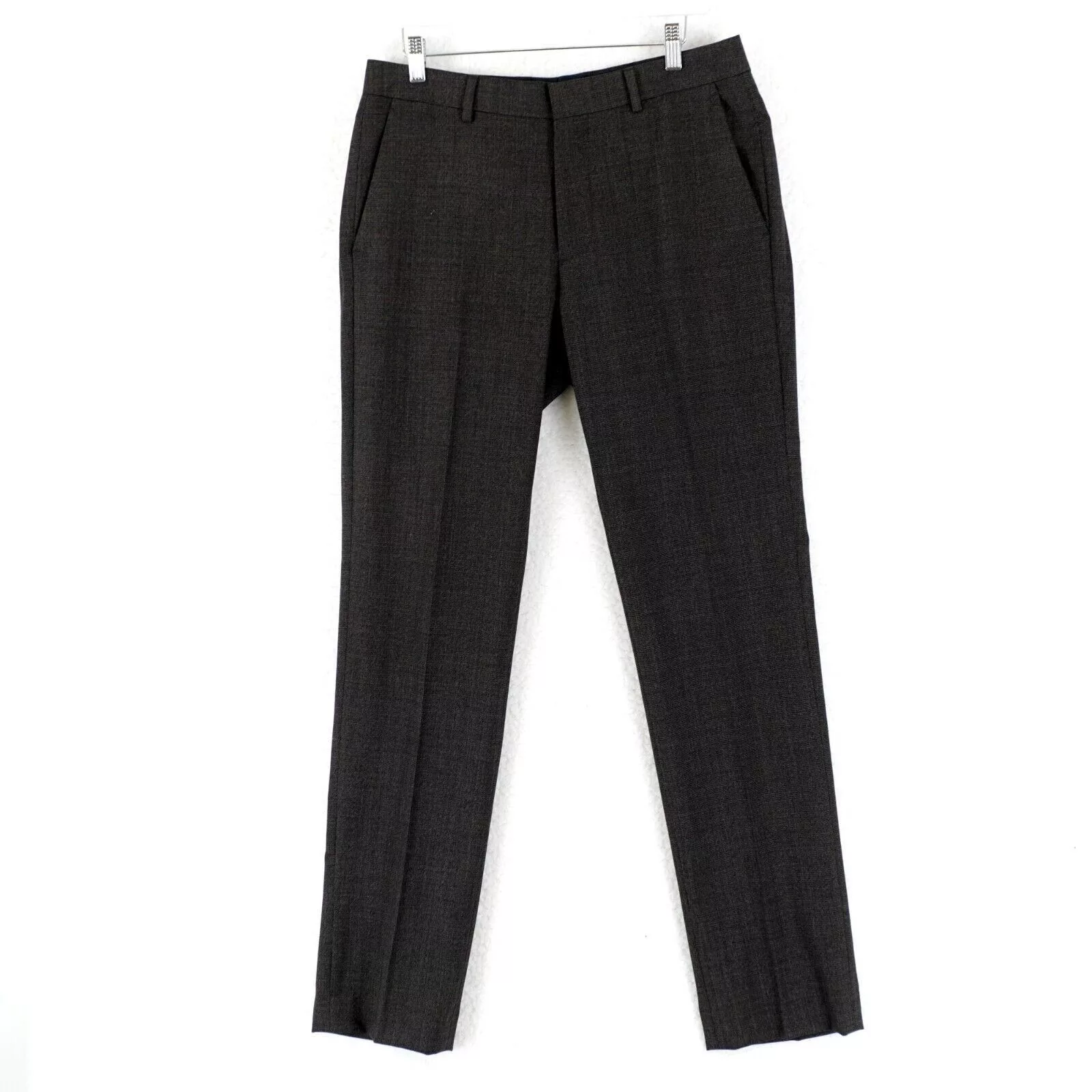 Bonobos Formal Trousers Bonobos Marzotto Wool Brown Nailshead Flat Front Mid Rise Dr