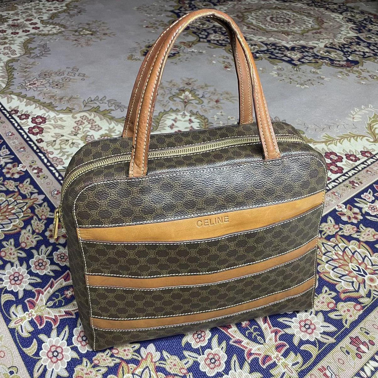 Celine Handle Bags Celine × Vintage Vintage CELINE Monogram HandBag Brown