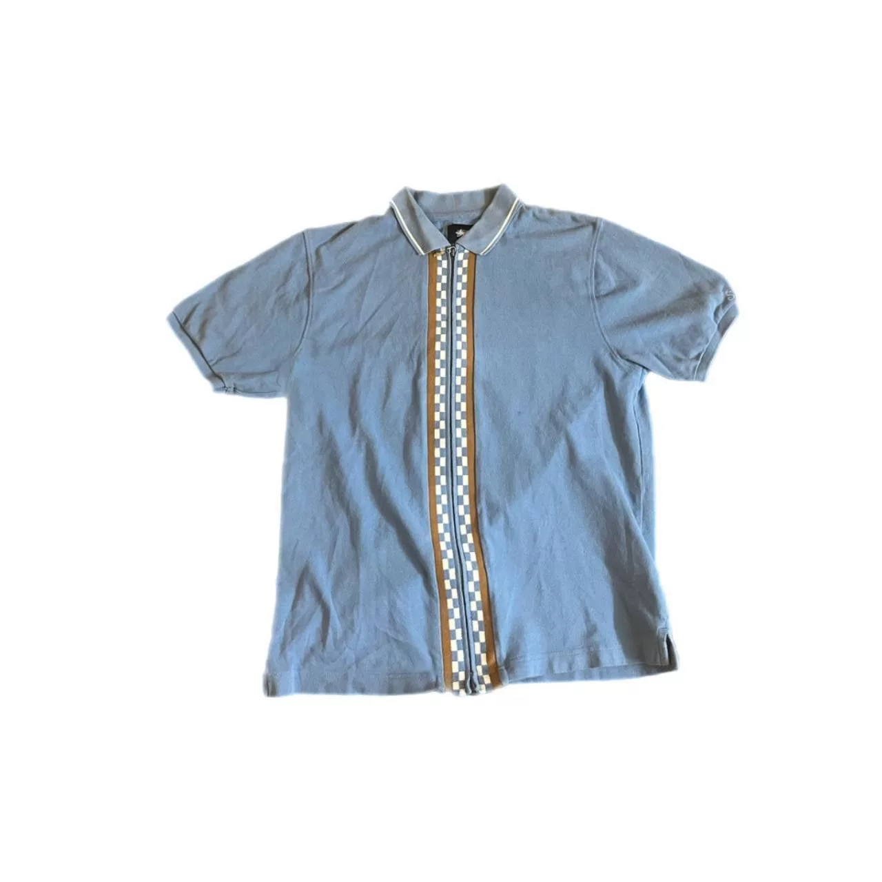Stussy Polos Stussy Checkered Zip Up Polo Blue