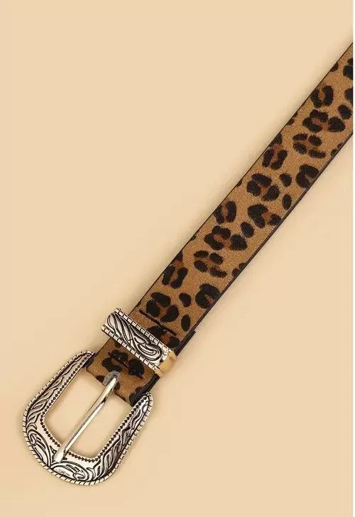 Leather Belts Leopard Color PU Leather Belt Black Streetwear