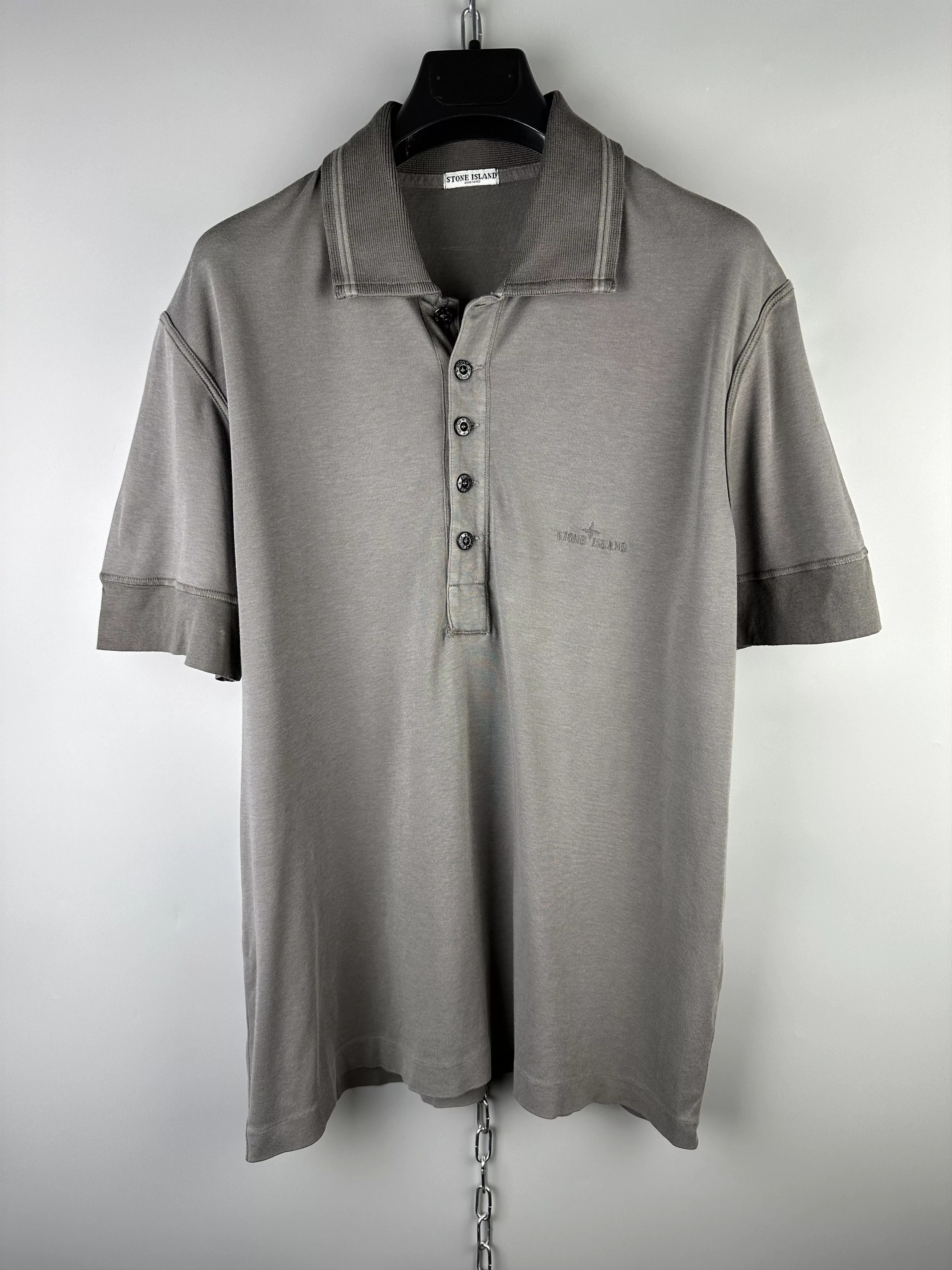 Stone Island Polos Stone Island × Vintage Vintage Stone Island Grey Garment Dyed Polo Shirt Gray Streetwear