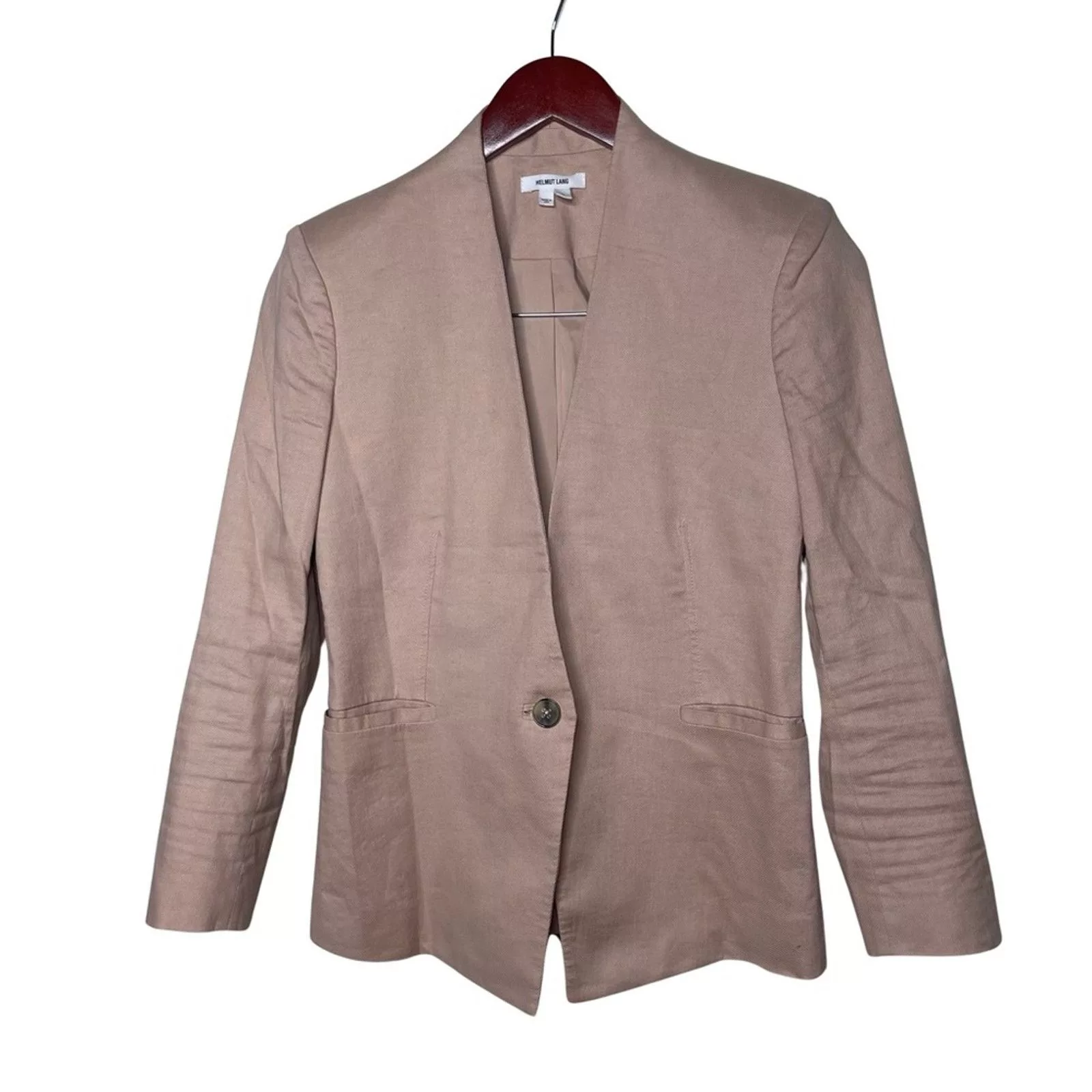 Helmut Lang Jackets Helmut Lang blush pink v neck one button blazer cotton sz 0 White