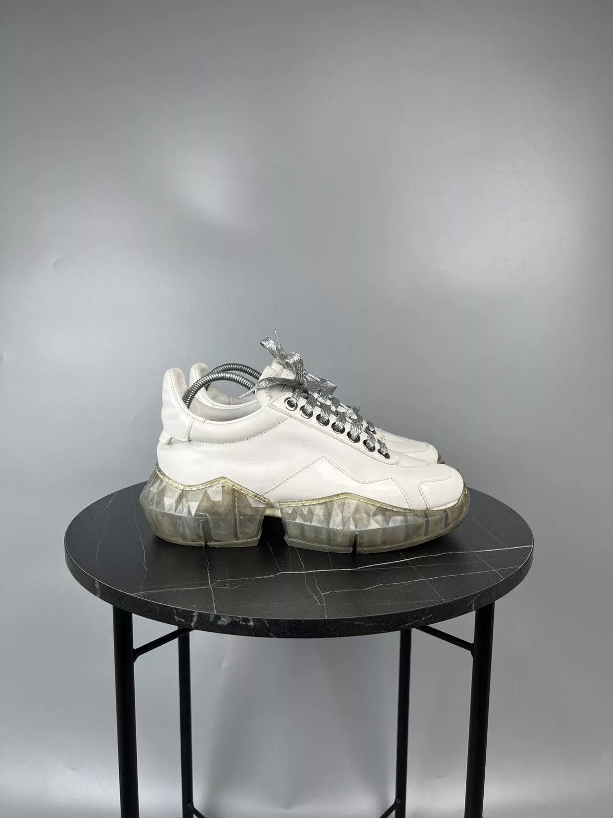 Jimmy Choo Low Top Sneakers Jimmy Choo White Leather Sneakers (Y0413)