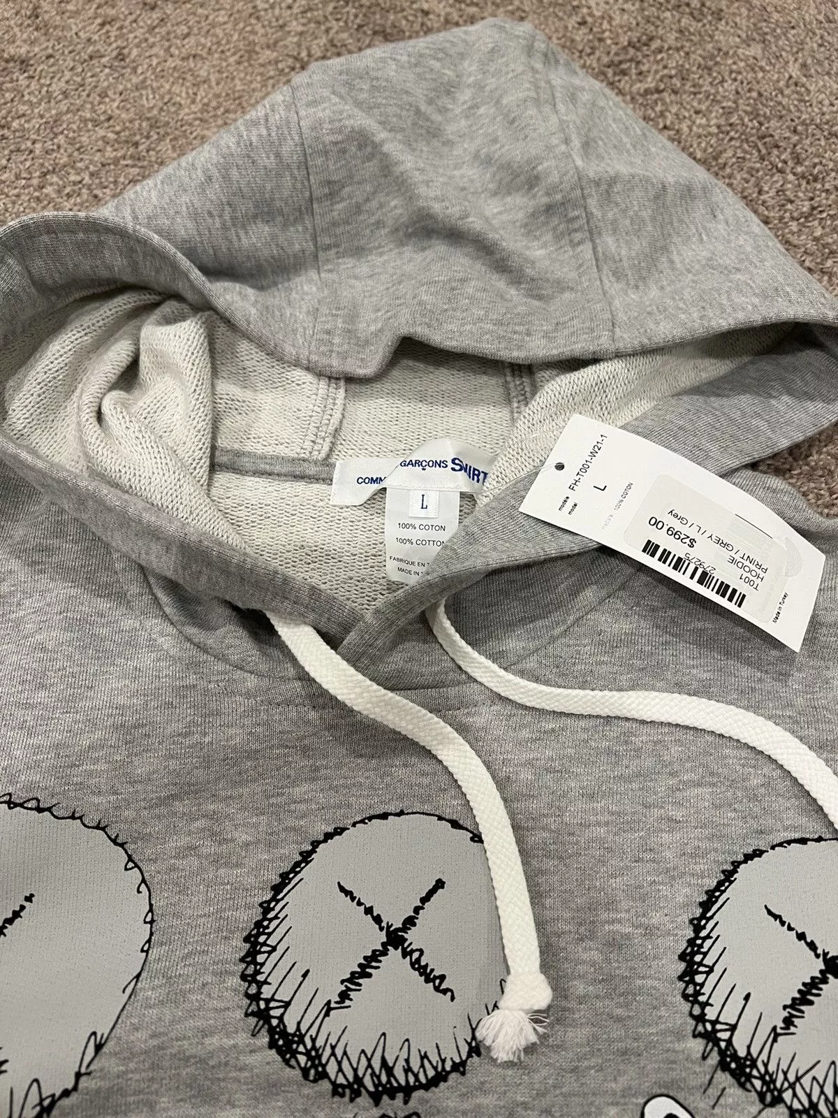 Comme des Garcons Sweatshirts Hoodies Comme des Garcons × Kaws Brand new Comme des garçons X Kaws hoodie print grey Large Gray