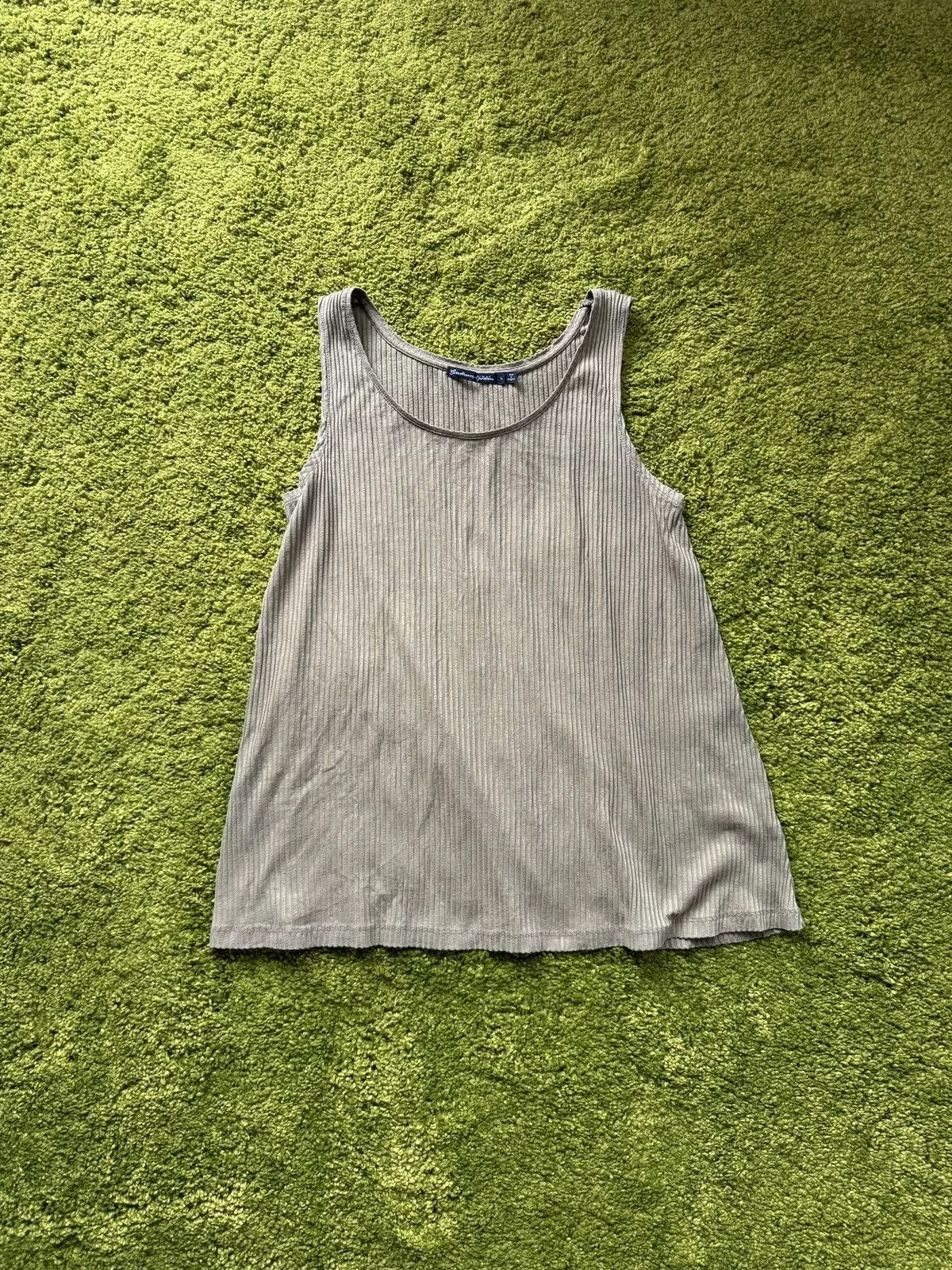 Designer Tank Tops Designer Gudrun Sjoden avant garde ribbed tank top Green Avant-Garde