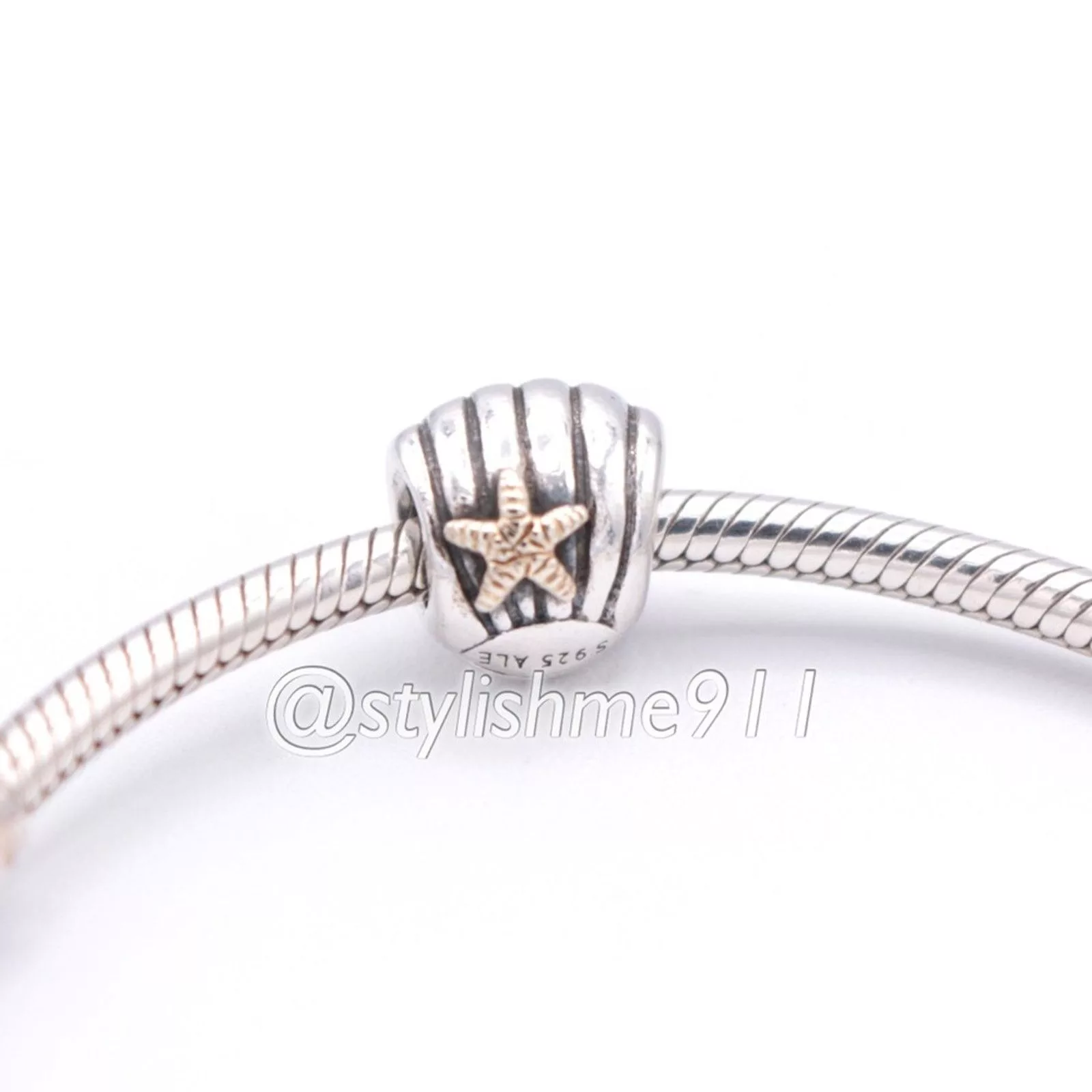 pandora Charms Authentic PANDORA Sea Shell Charm with 14K Gold - 790249