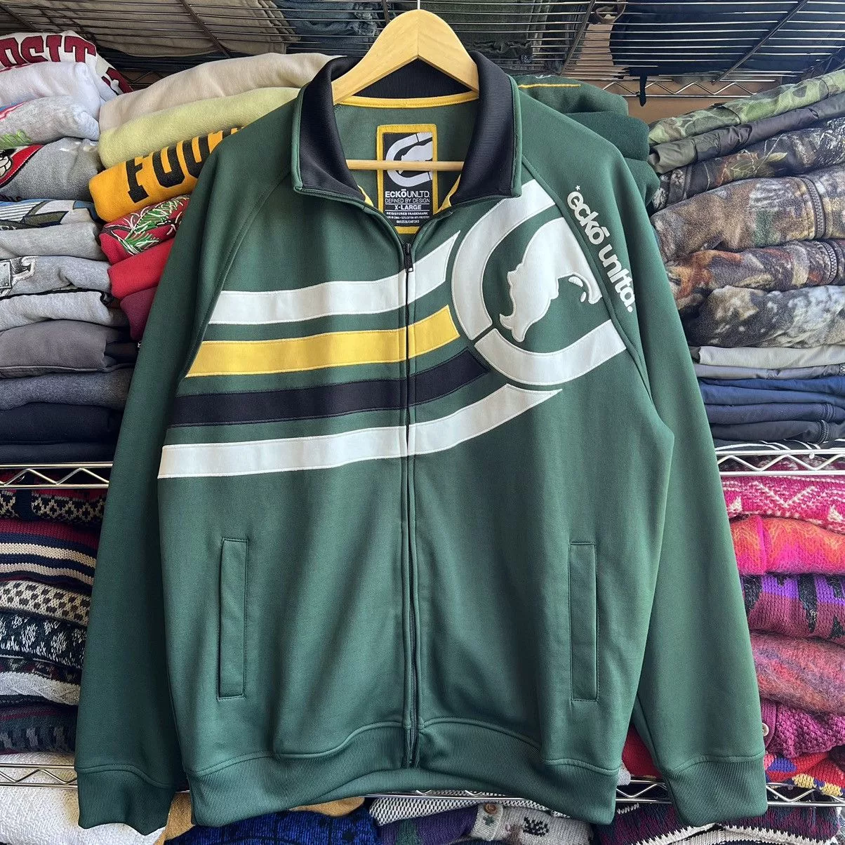Ecko Unltd. Light Jackets Ecko Unltd. × Vintage Y2K Ecko Unltd Striped Zip Jacket Green Streetwear