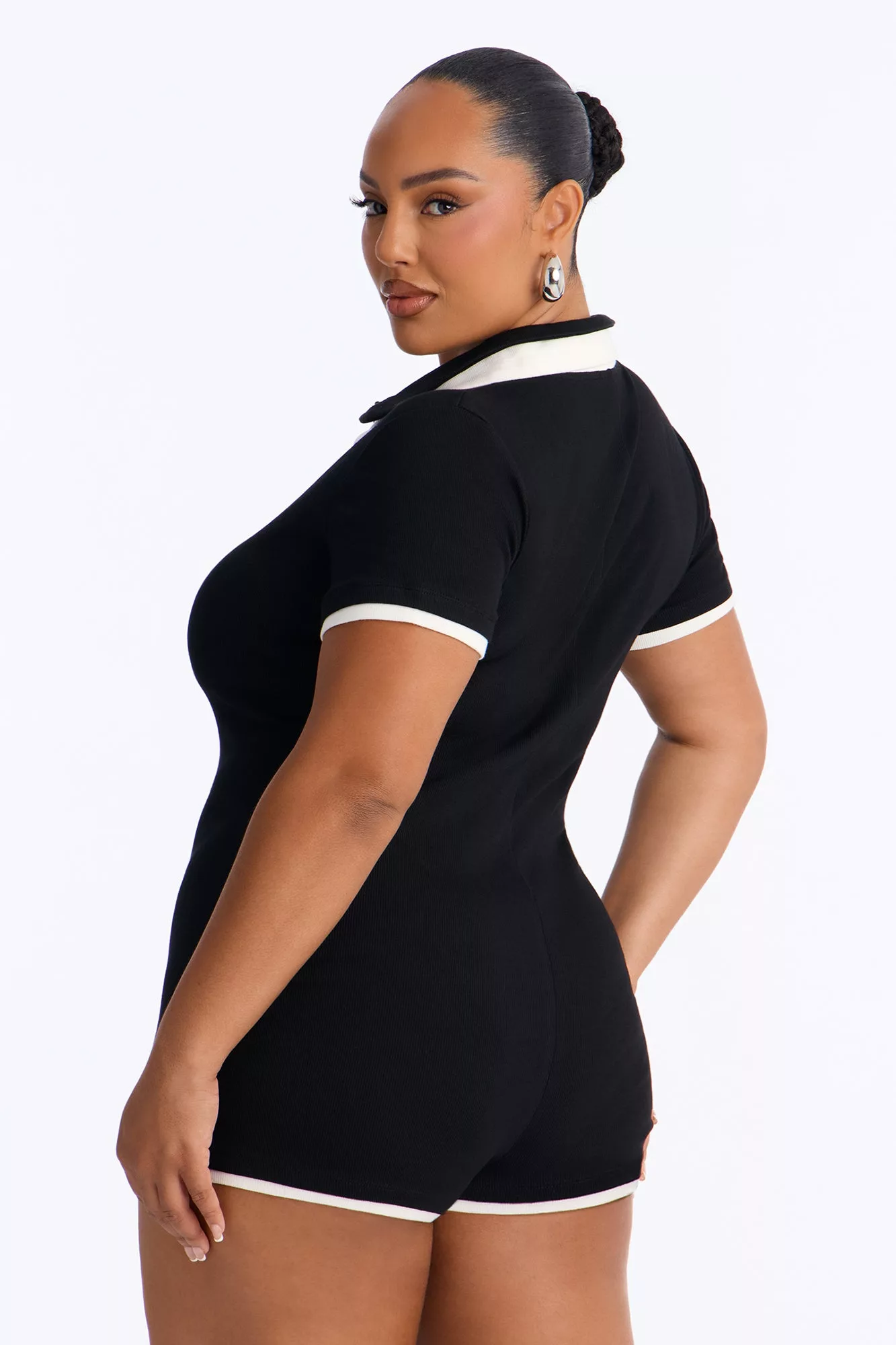Brielle Double Layer Short Sleeve Romper - Black
