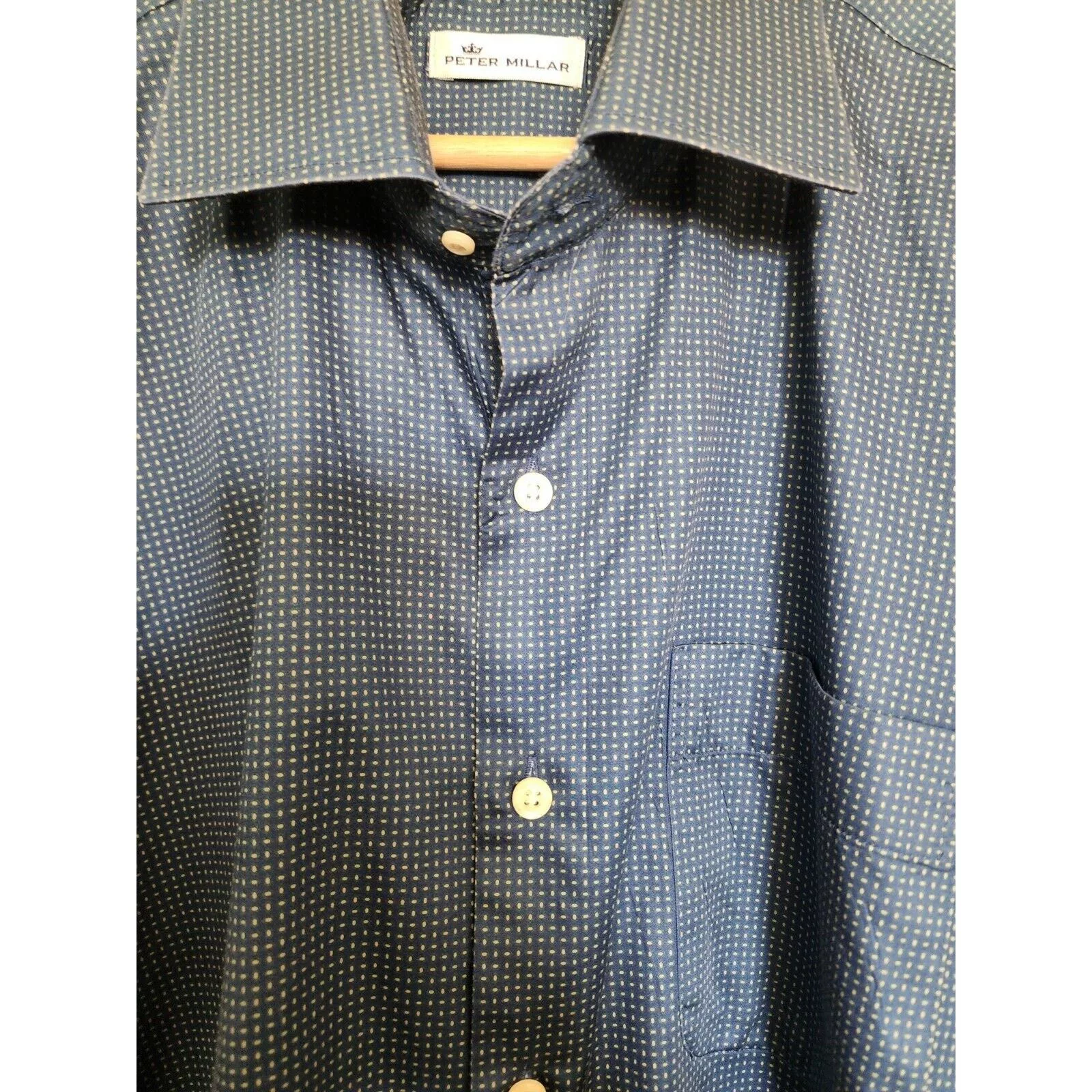 Peter Millar Shirts Button Ups Peter Millar Men's Dress Shirt Blue Polka XL %100 Cotton